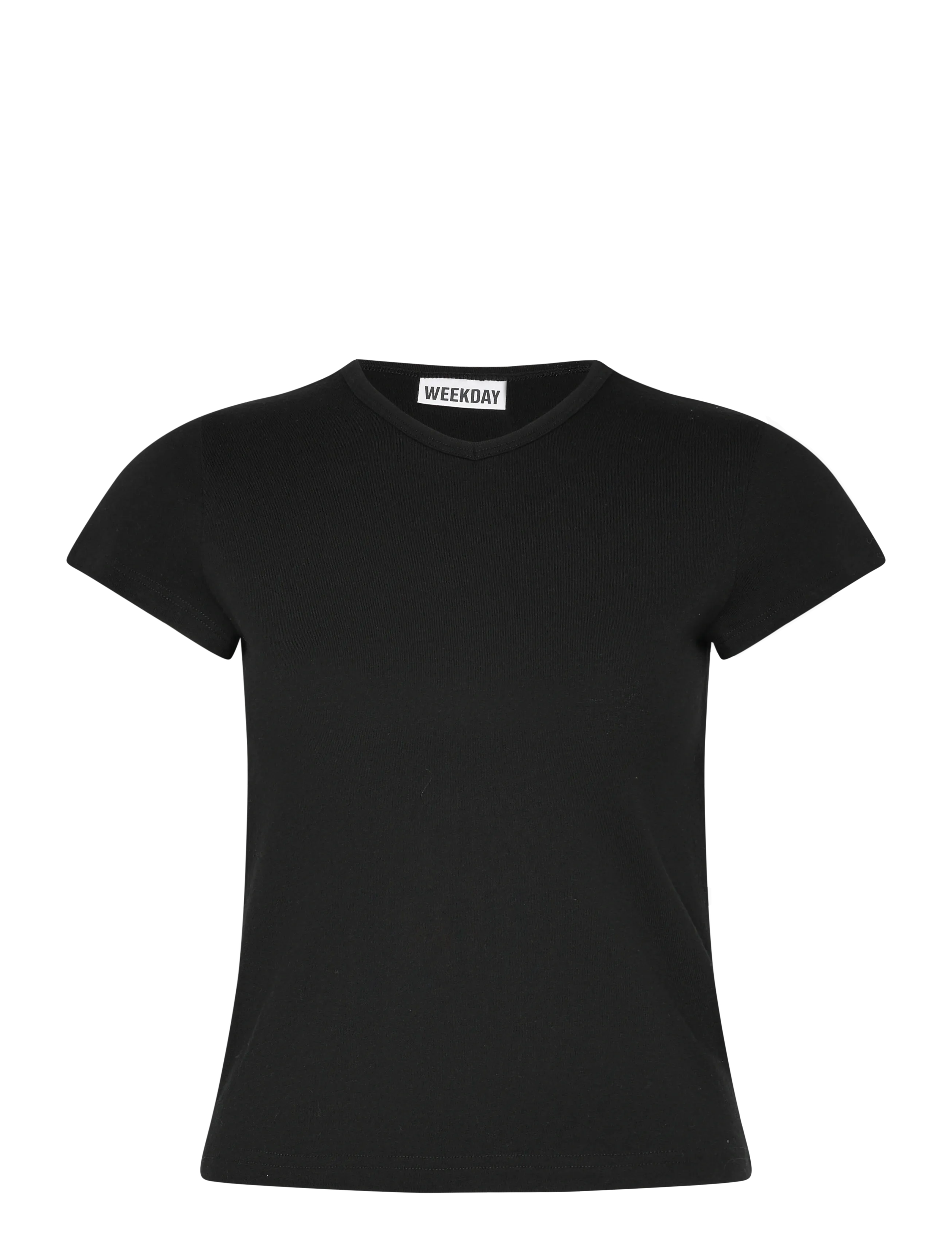 Weekday Slim Short-Sleeved V-Neck T-Shirt, L, T-shirts & Oberteile, Schwarz - Short-sleeved, Frauen