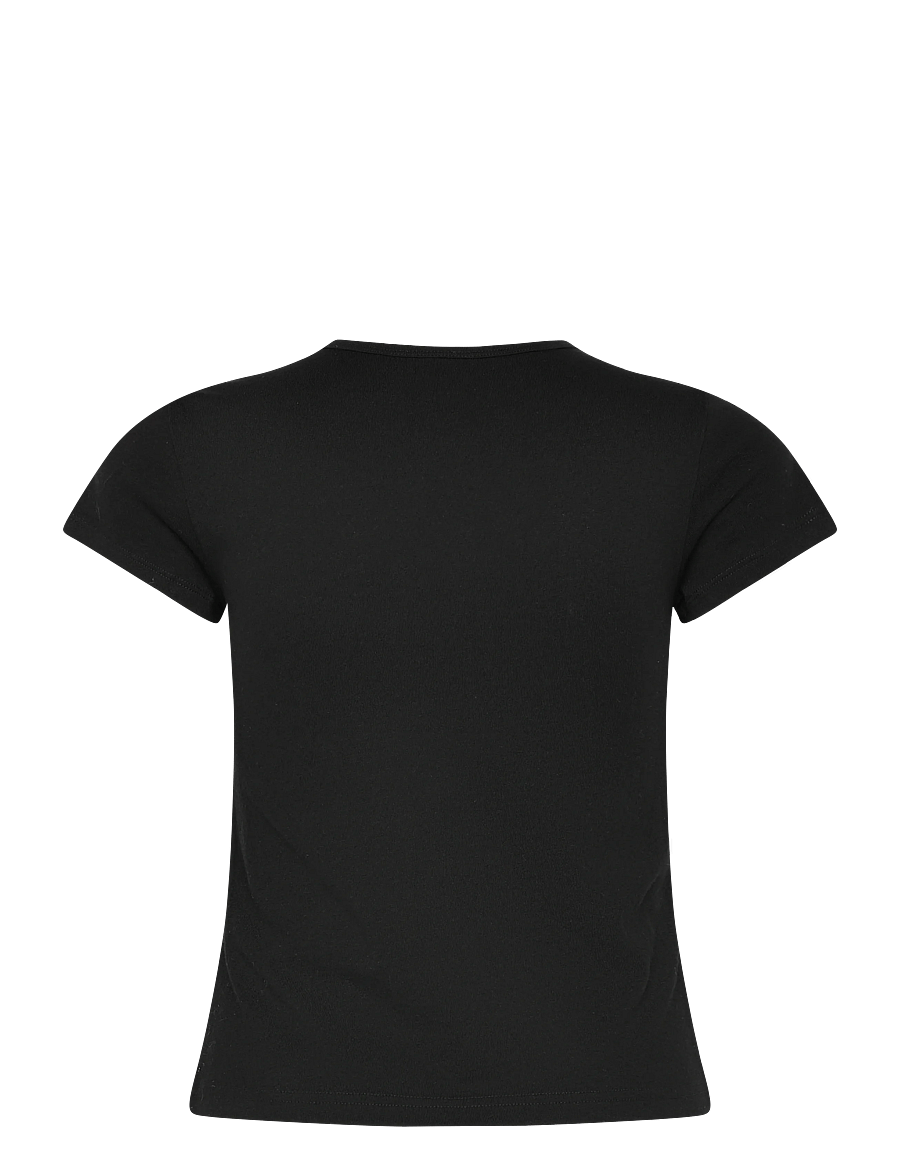 Weekday - V-neck Slim T-shirt - t-shirts - black - 1