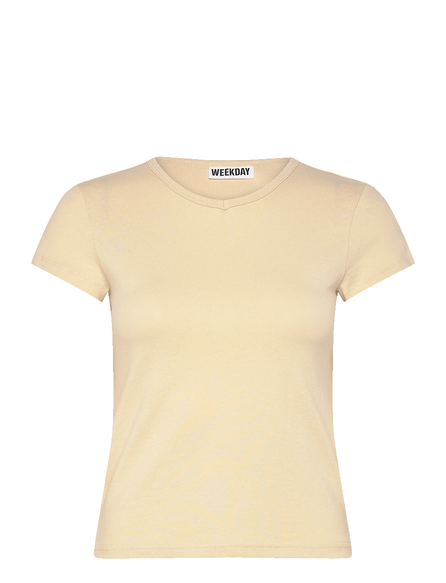 Weekday - V-neck Slim T-shirt - t-shirts - butter yellow - 0