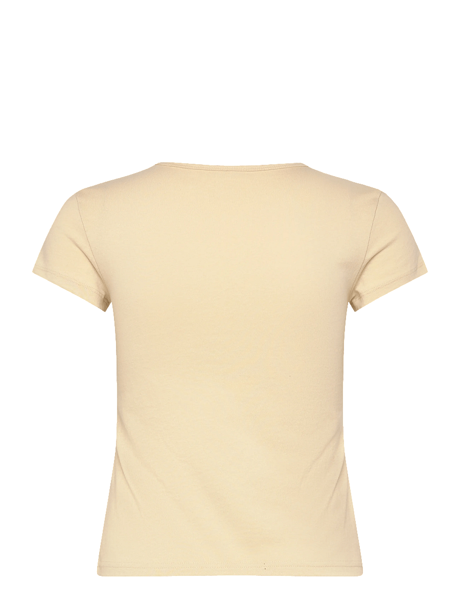 Weekday - V-neck Slim T-shirt - t-shirts - butter yellow - 1