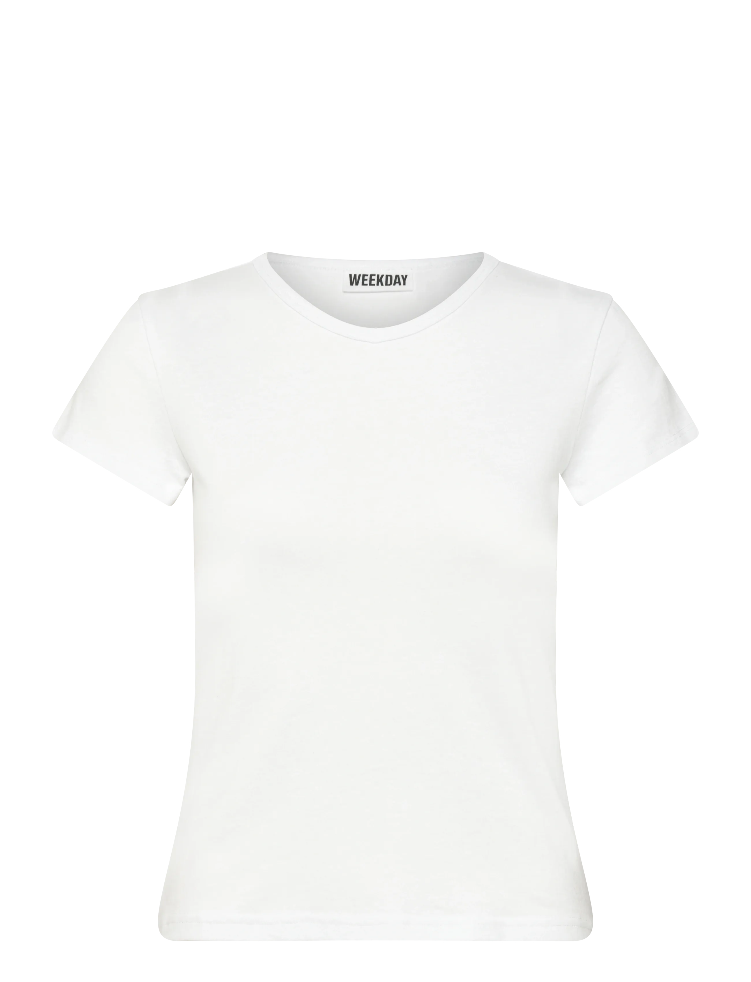 Weekday Slim Short-Sleeved V-neck T-shirt - Nyheter - WHITE / white