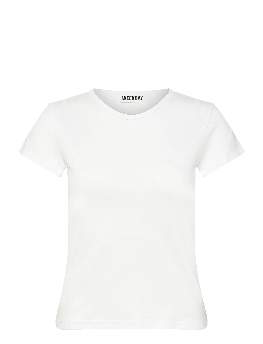 Weekday - V-neck Slim T-shirt - t-shirts - white - 0