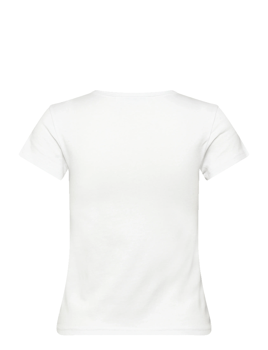 Weekday - V-neck Slim T-shirt - t-shirts - white - 1