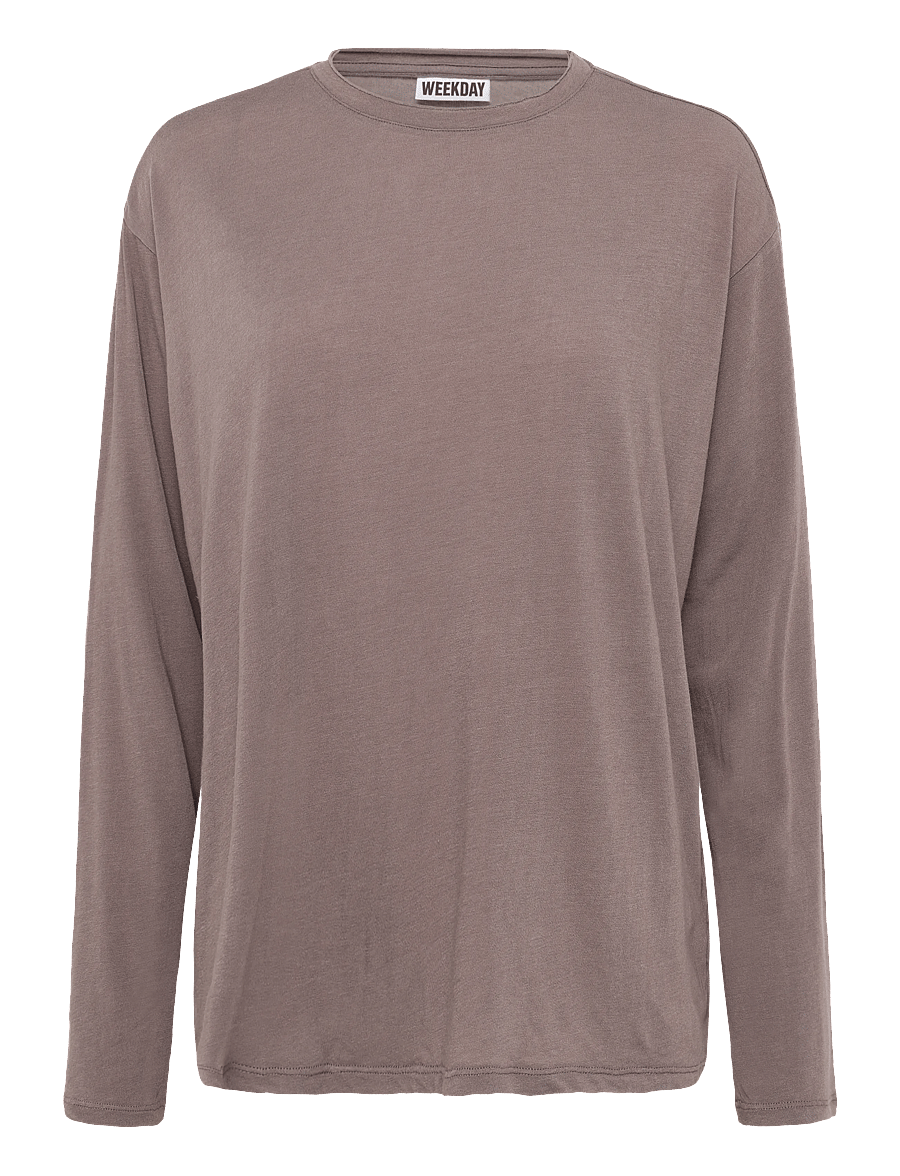 Weekday - Loose Long-Sleeved T-Shirt - langærmede toppe - dusty plum - 0