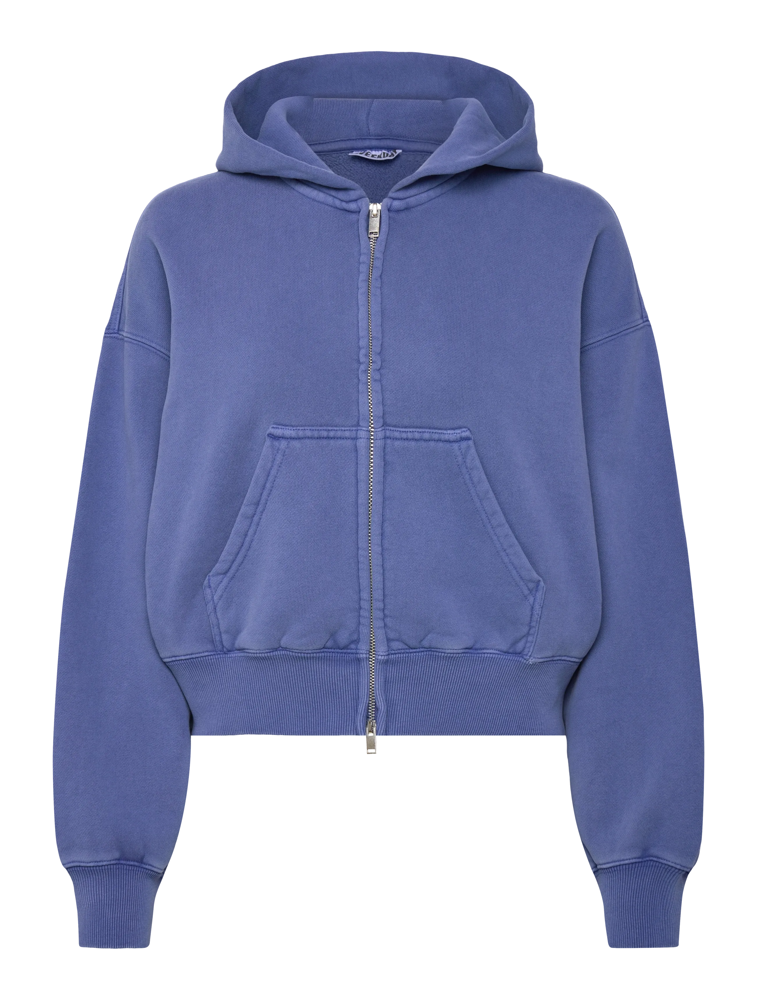 Weekday - Cropped Boxy Zip Hoodie - hupparit - blue - 0