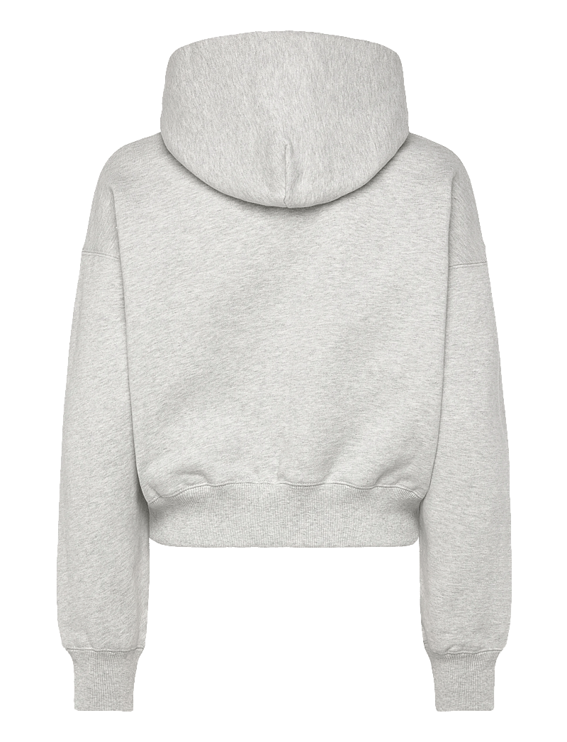 Weekday - Cropped Boxy Zip Hoodie - hoodies - grey melange - 1