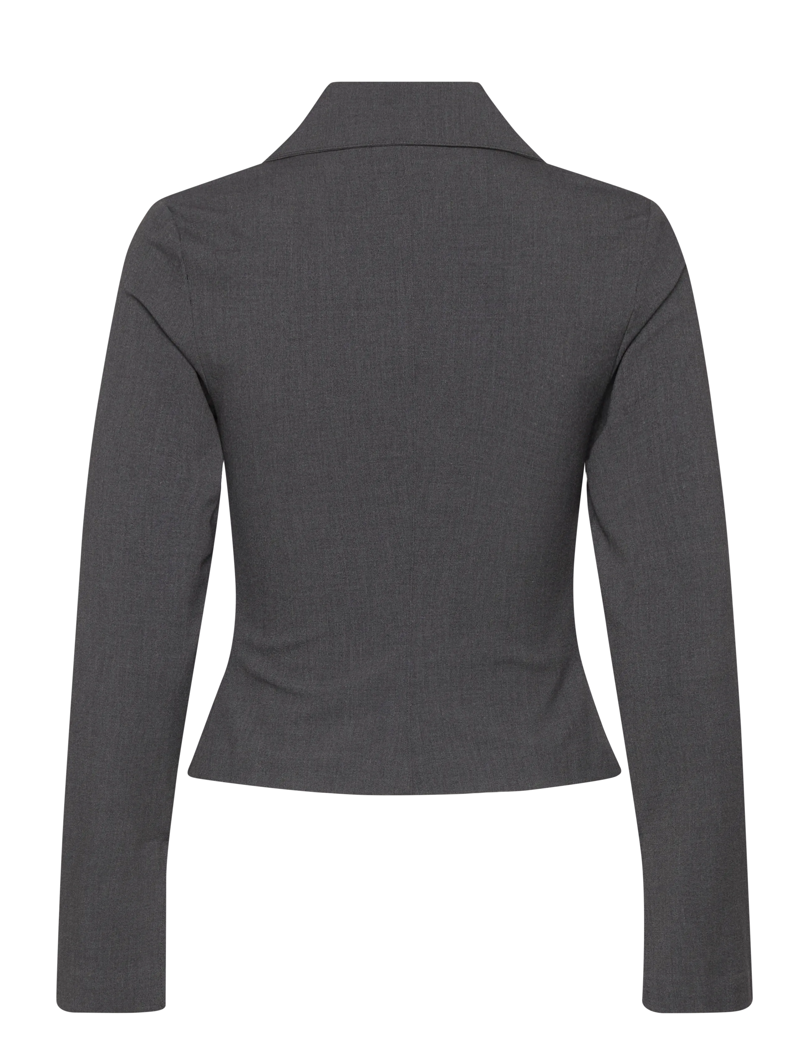 Weekday - Slim Long-Sleeved Zip Shirt - långärmade skjortor - grey melange - 1