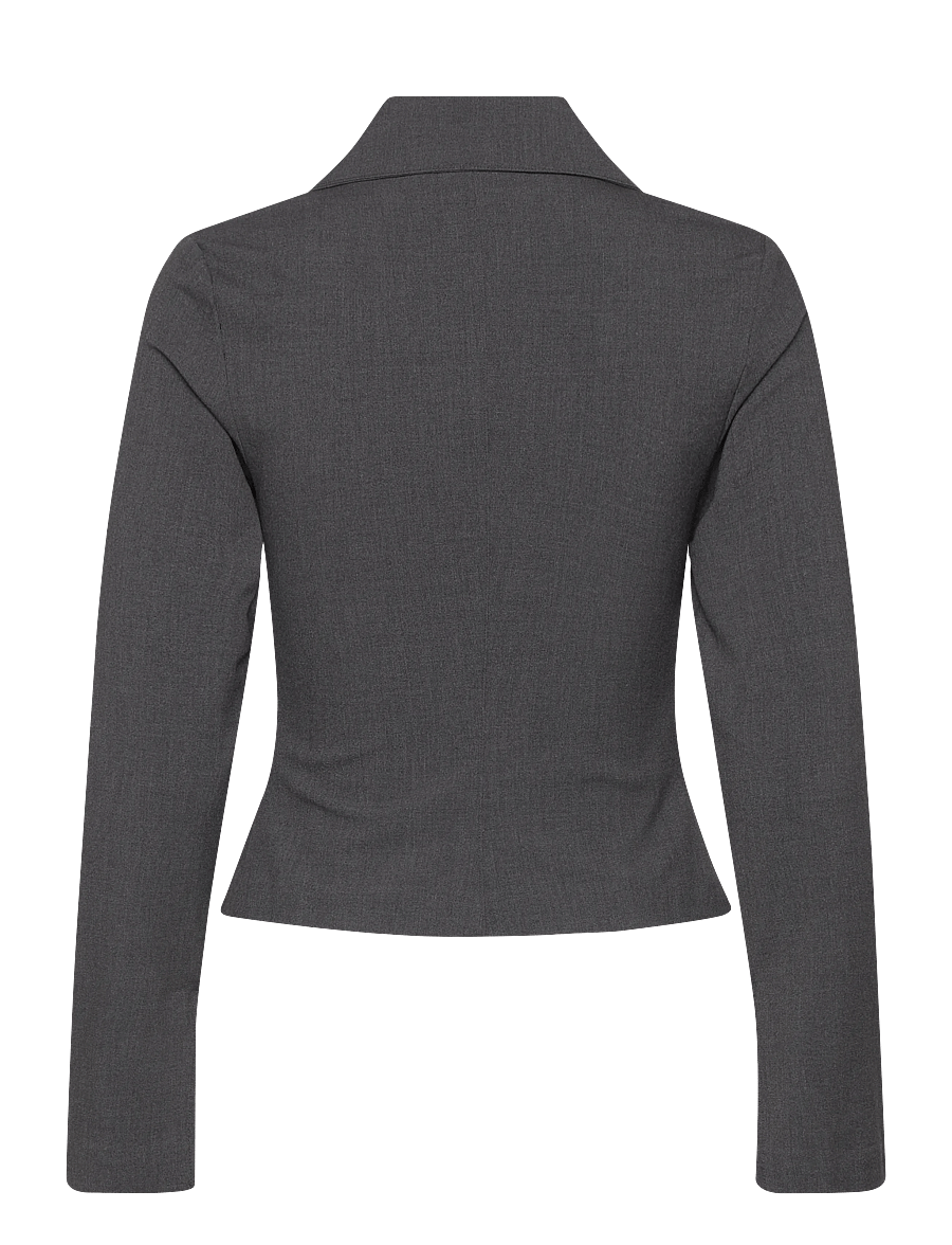 Weekday - Slim Long-Sleeved Zip Shirt - langærmede skjorter - grey melange - 1