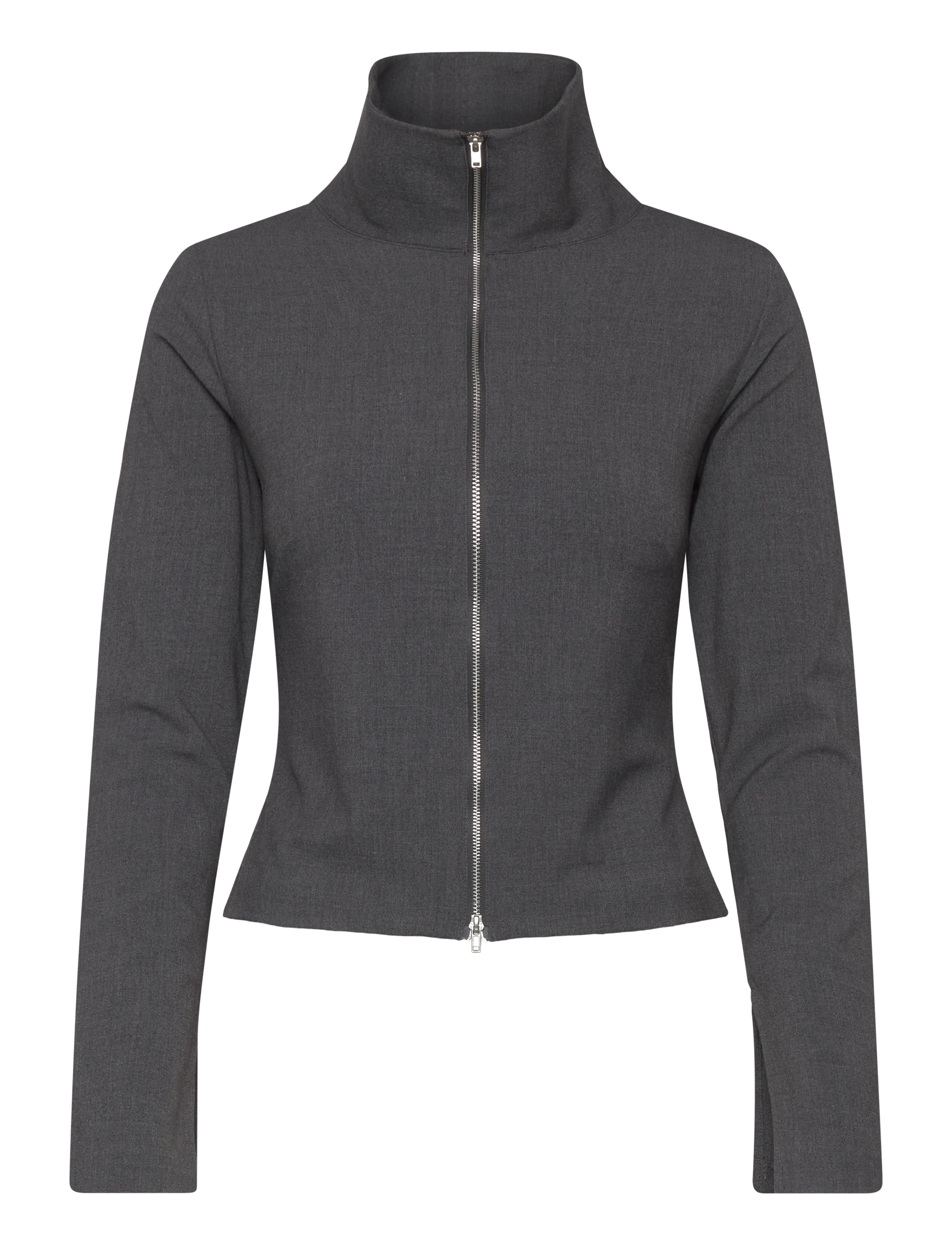 Weekday - Slim Long-Sleeved Zip Shirt - långärmade skjortor - grey melange - 2