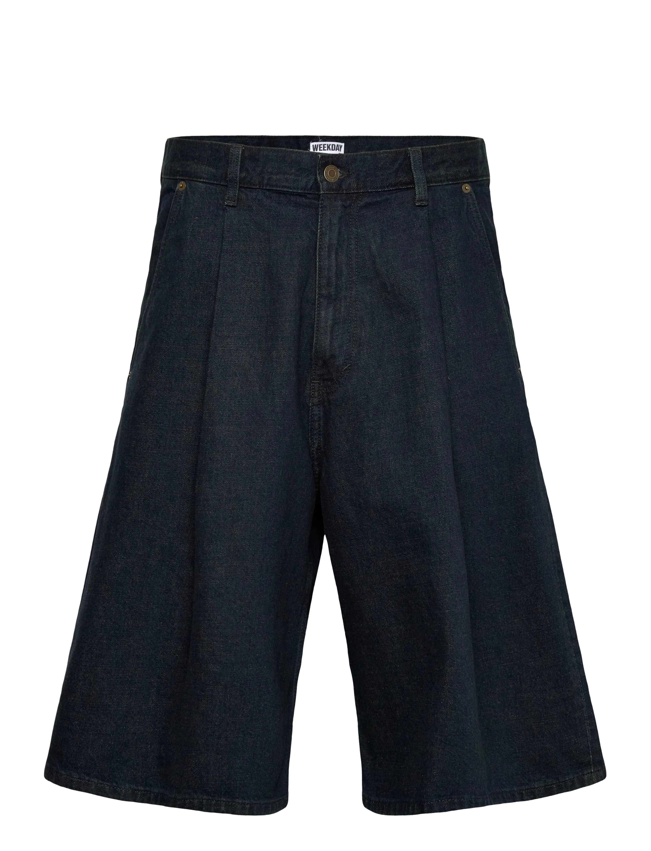 Weekday Mid Rise Baggy Pleated Denim Shorts - View all - EMERALD RINSE / navy