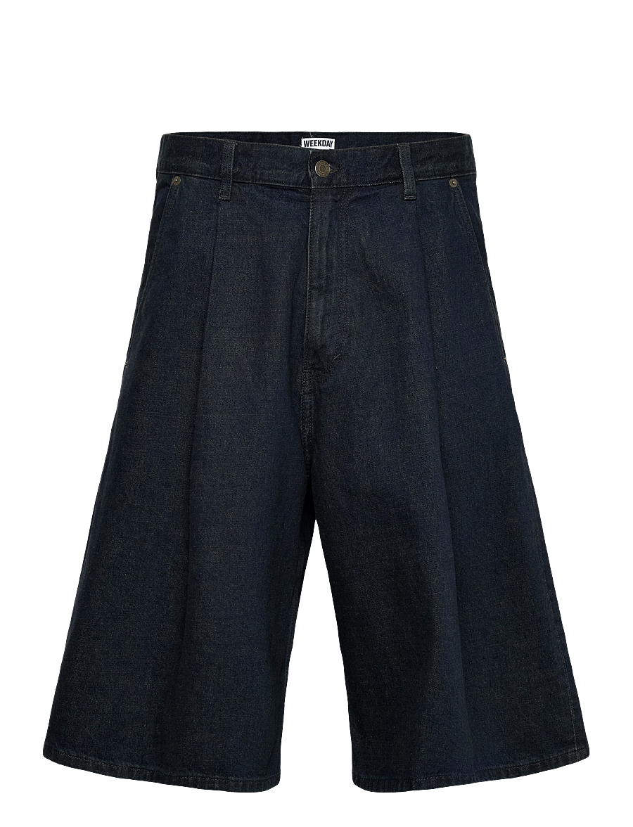 Weekday - Mid Rise Baggy Pleated Denim Shorts - lühikesed teksapüksid - emerald rinse - 0