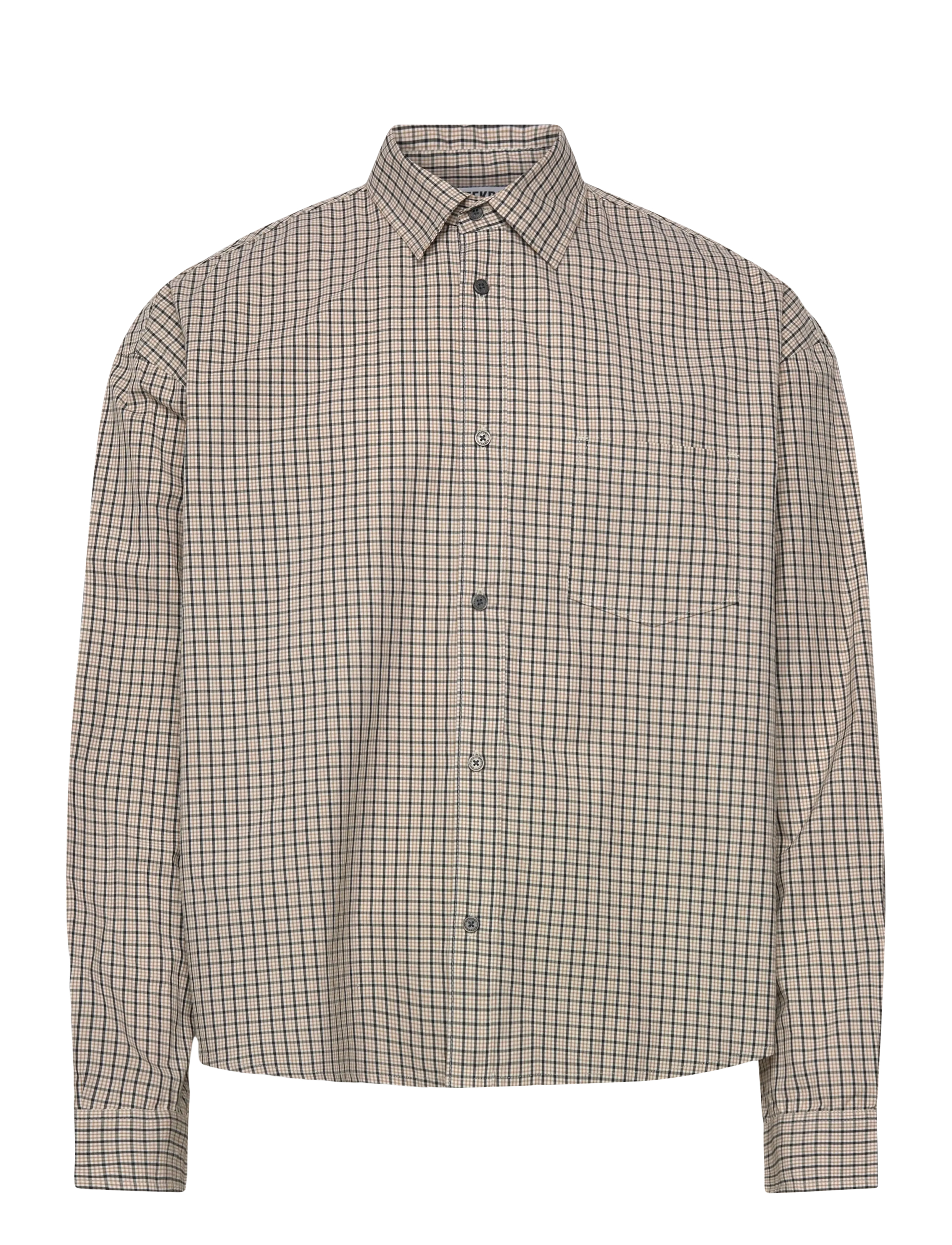 Weekday Boxy Long-Sleeved Cotton Poplin Shirt - Shirts - BEIGE DARK / beige