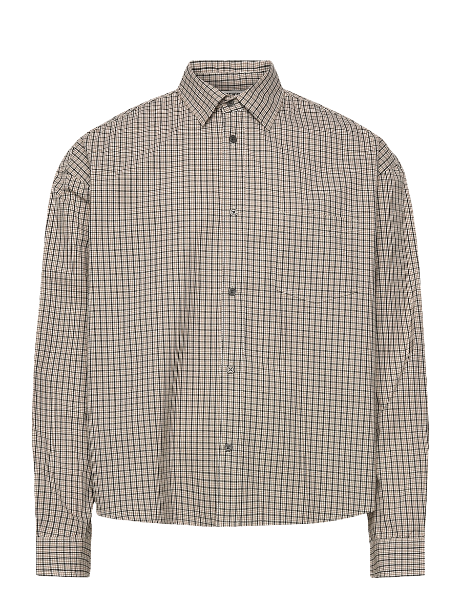 Weekday - Boxy Long-Sleeved Cotton Poplin Shirt - ternede skjorter - beige dark - 0