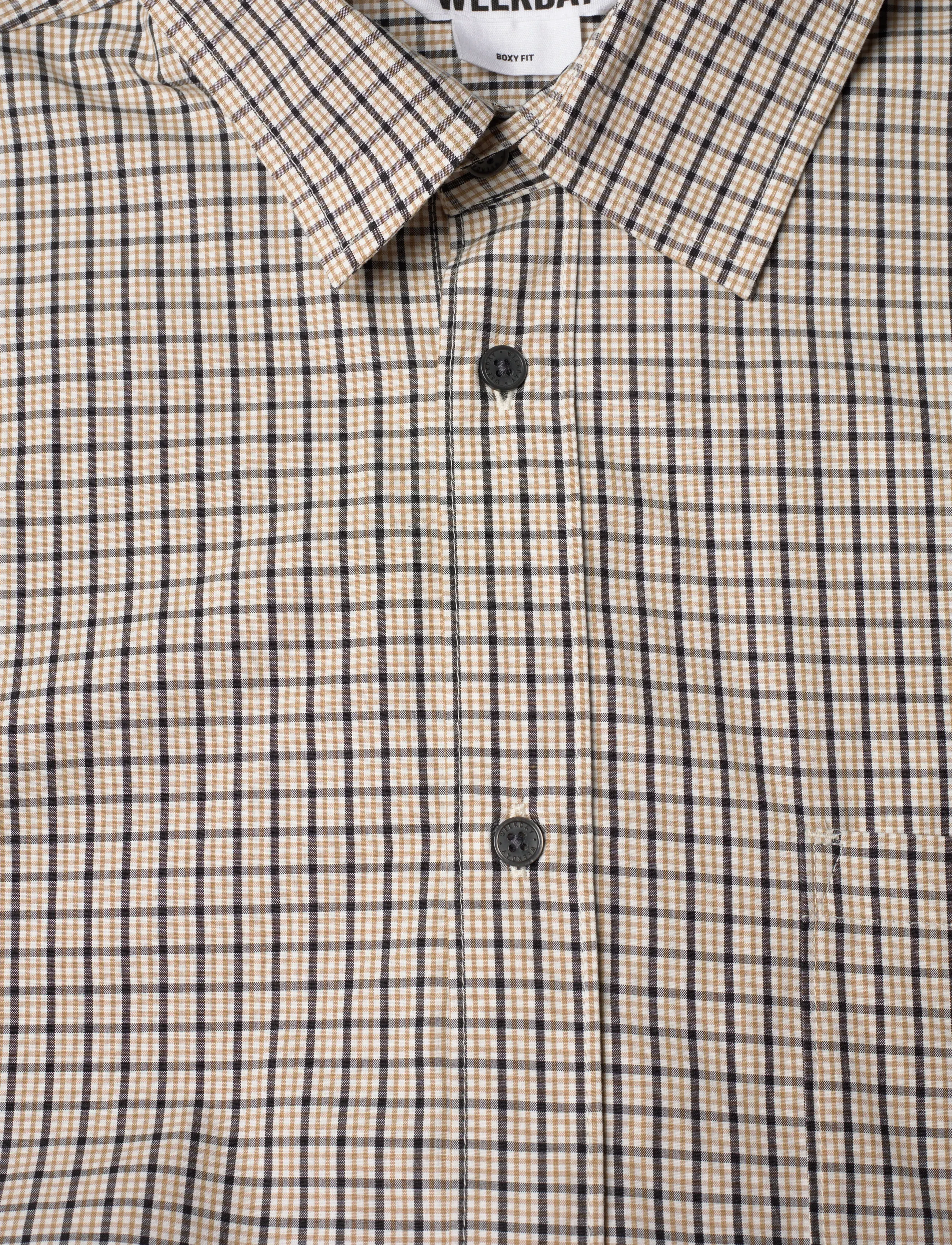 Weekday - Boxy Long-Sleeved Cotton Poplin Shirt - ternede skjorter - beige dark - 2