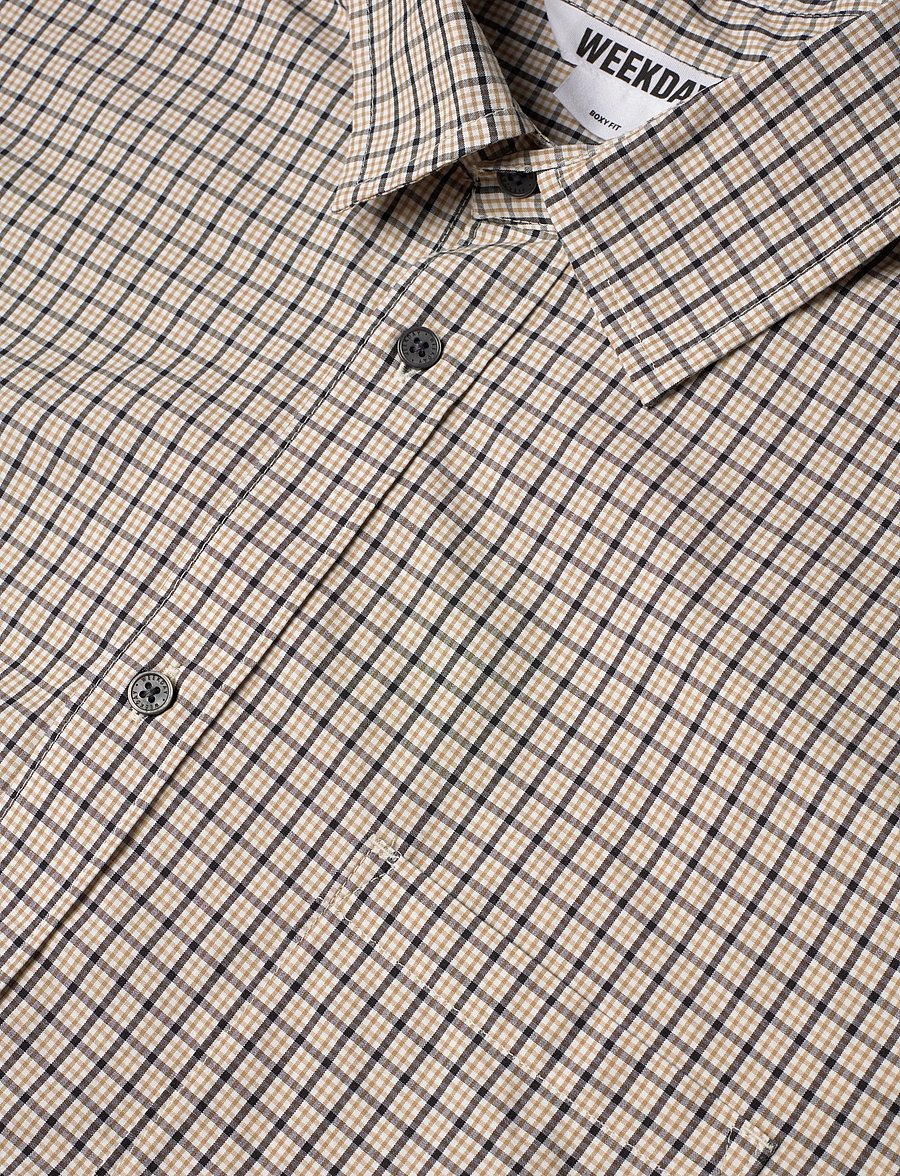 Weekday - Boxy Long-Sleeved Cotton Poplin Shirt - ternede skjorter - beige dark - 3