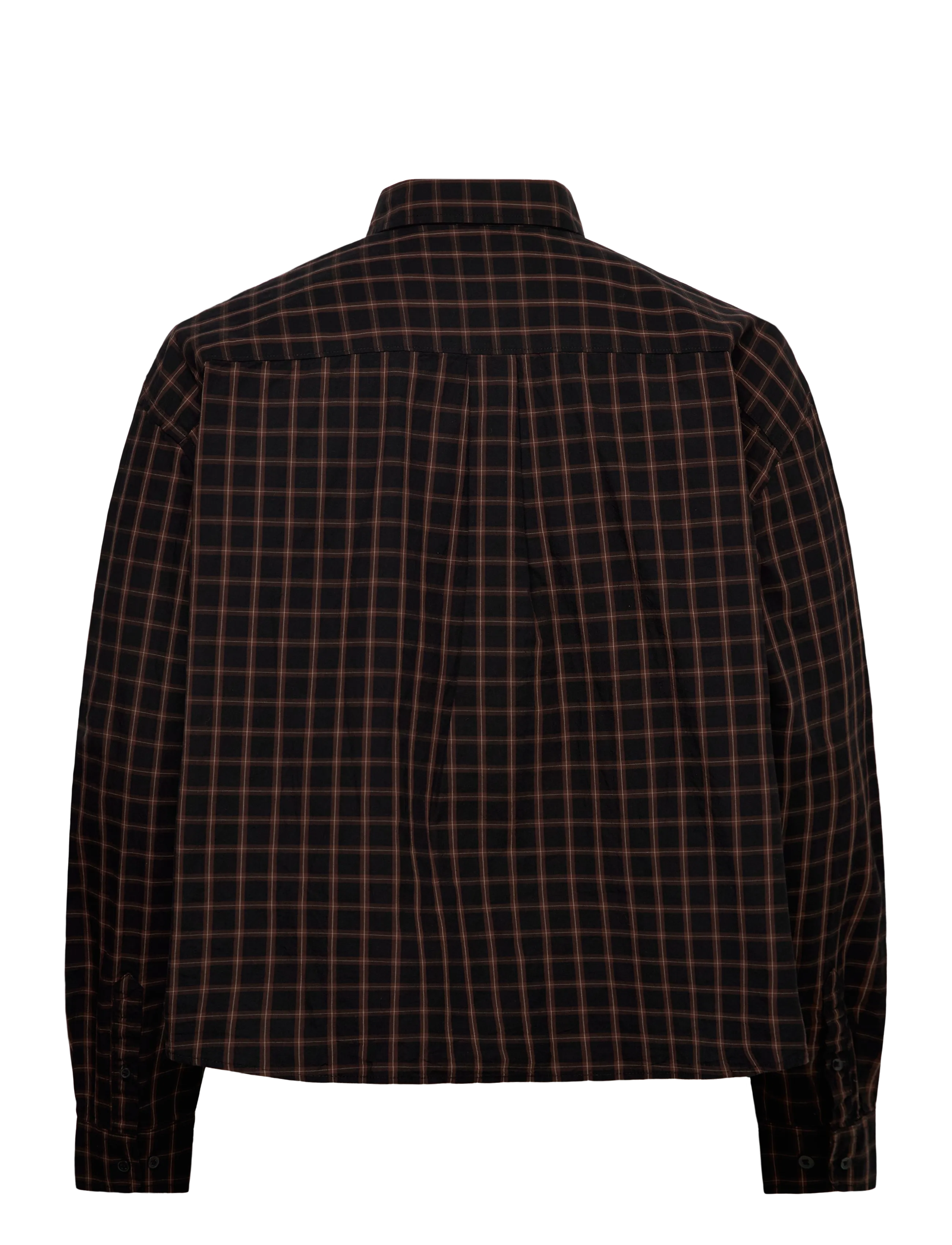 Weekday - Boxy Long-Sleeved Cotton Poplin Shirt - karierte hemden - black - 1