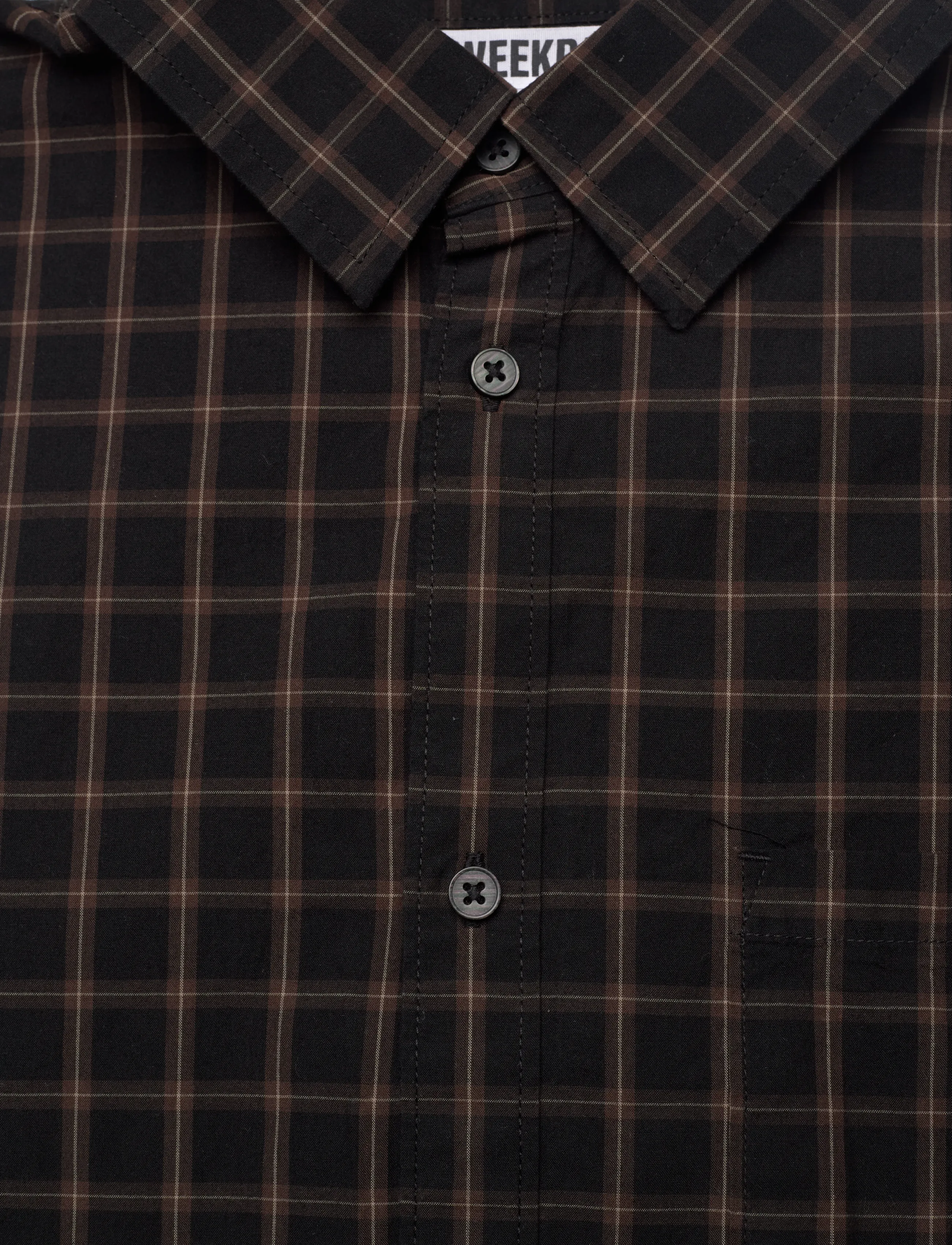 Weekday - Boxy Long-Sleeved Cotton Poplin Shirt - karierte hemden - black - 2