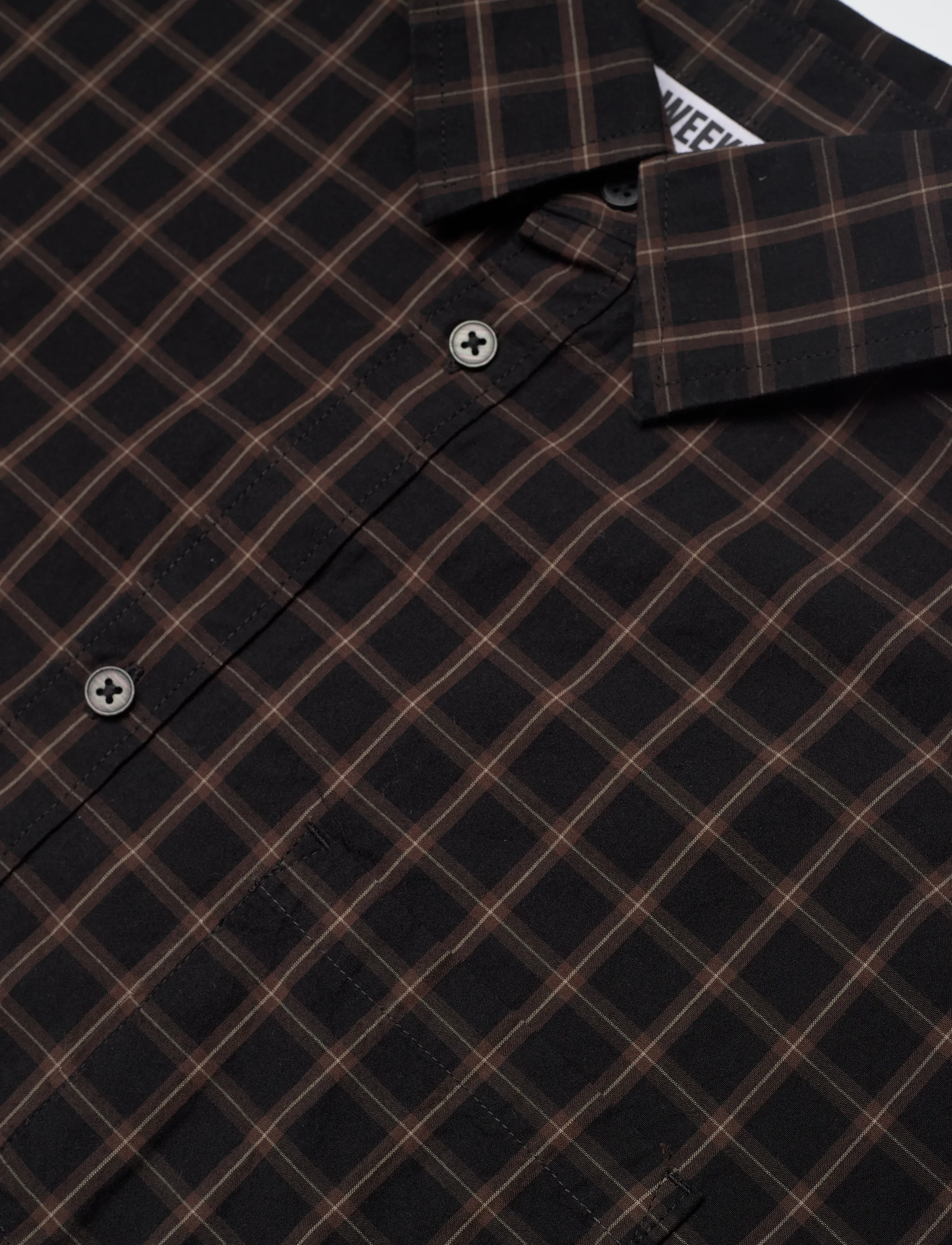 Weekday - Boxy Long-Sleeved Cotton Poplin Shirt - karierte hemden - black - 3