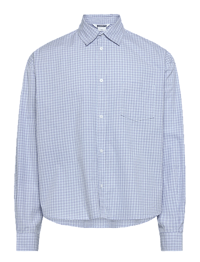 Weekday Boxy Long-Sleeved Cotton Poplin Shirt - Clothing - BLUE CHECK / blue