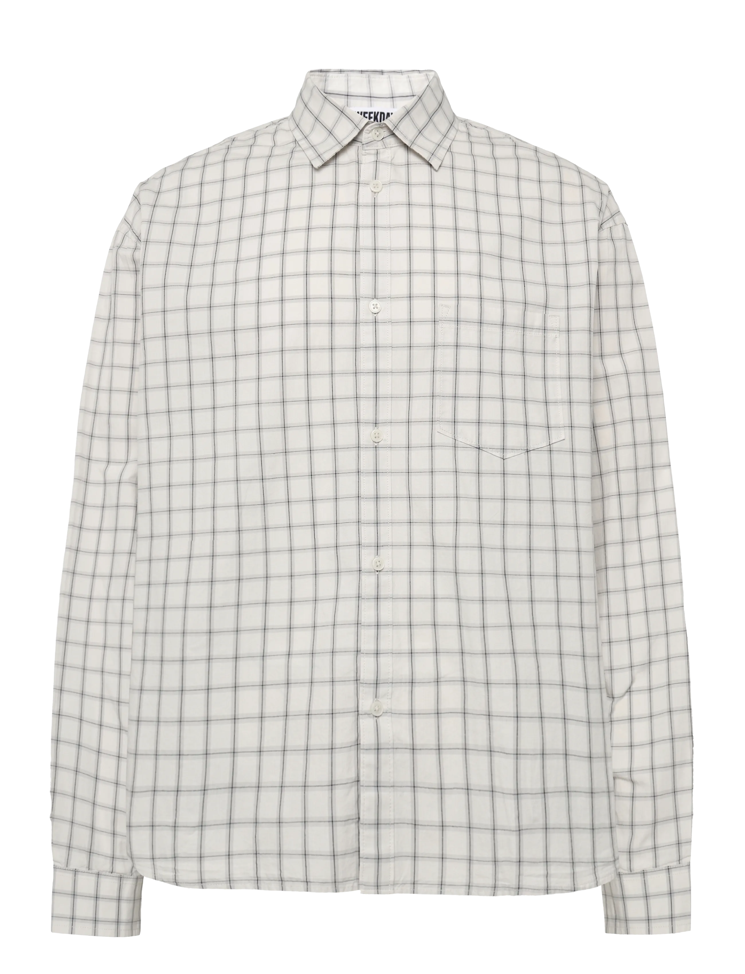 Weekday Boxy Long-Sleeved Cotton Poplin Shirt, Mænd, Boxy Langærmet Tern Skjorte, Beige, Str: XL