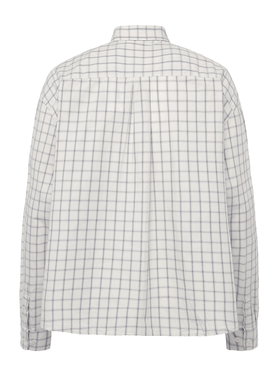 Weekday - Boxy Long-Sleeved Cotton Poplin Shirt - rūtaini krekli - mole dusty light - 1