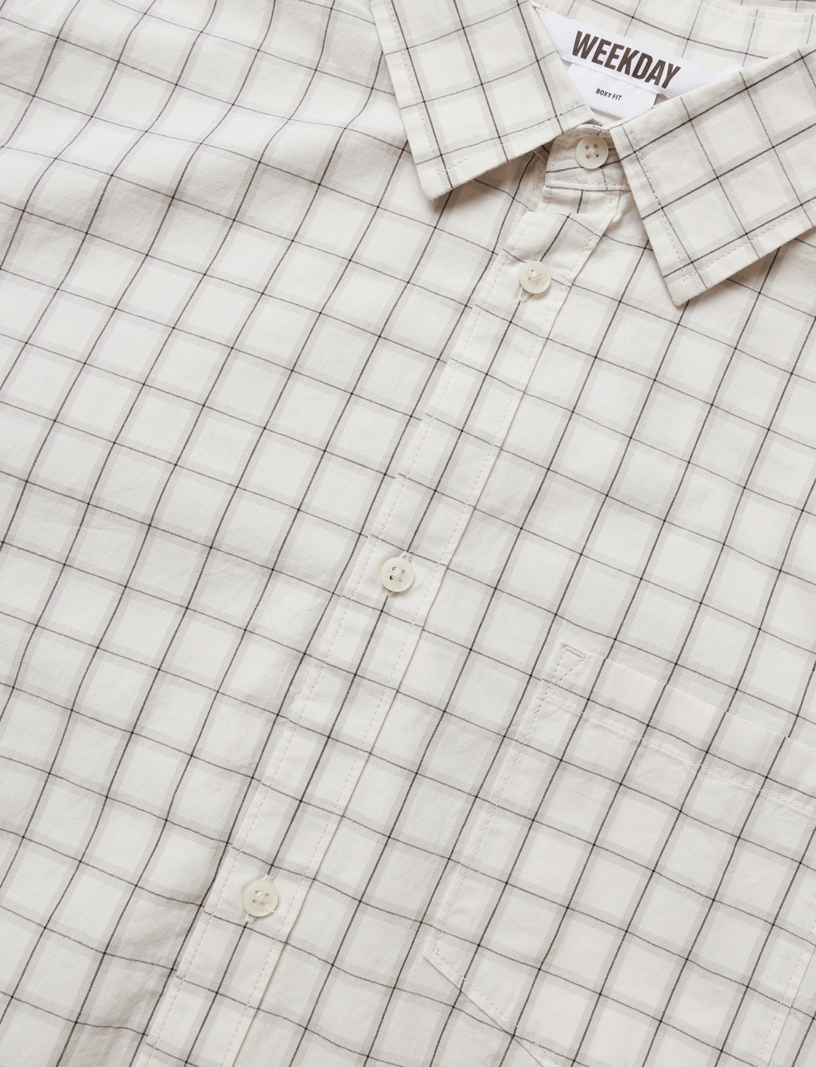 Weekday - Boxy Long-Sleeved Cotton Poplin Shirt - karierte hemden - mole dusty light - 2