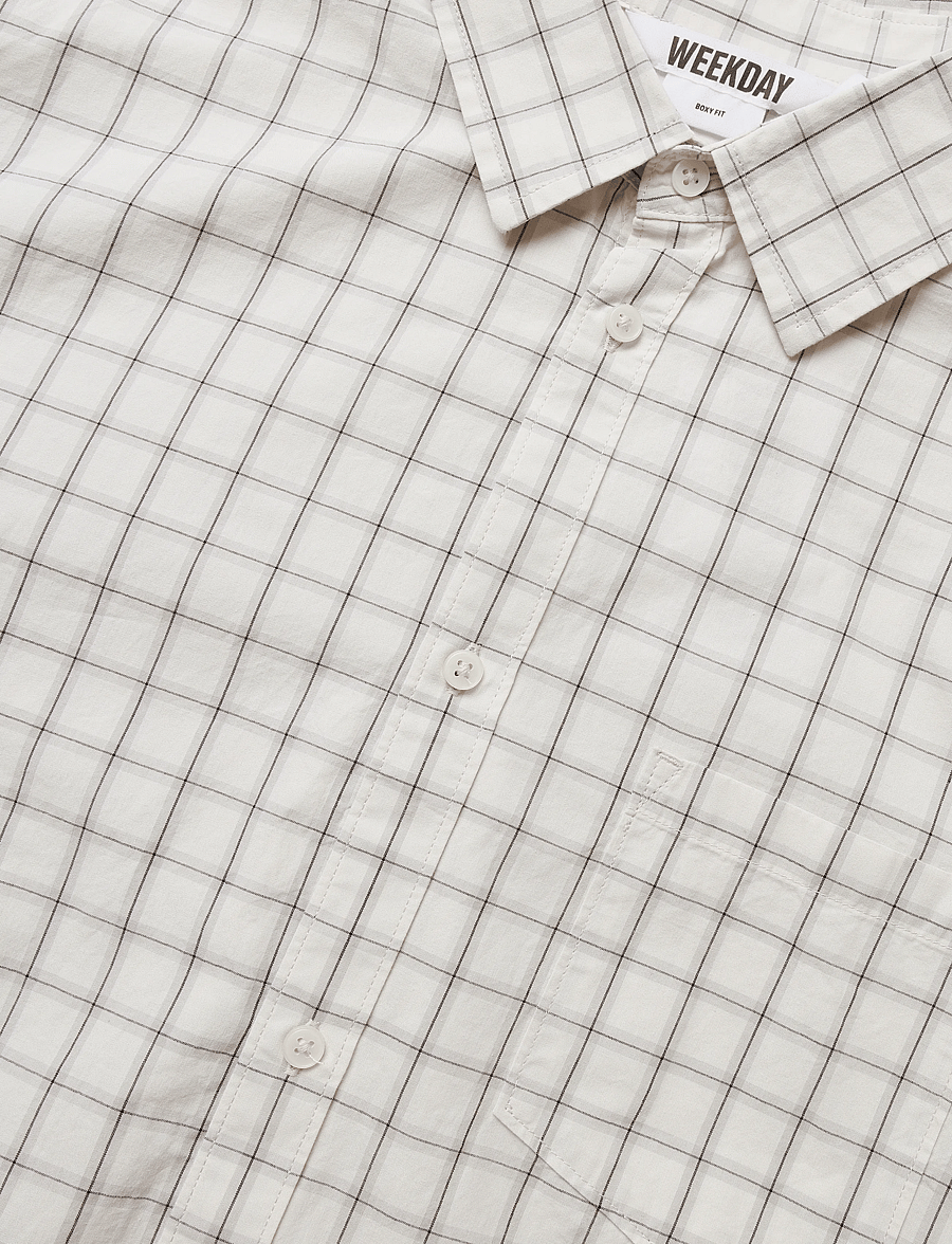 Weekday - Boxy Long-Sleeved Cotton Poplin Shirt - rūtaini krekli - mole dusty light - 2