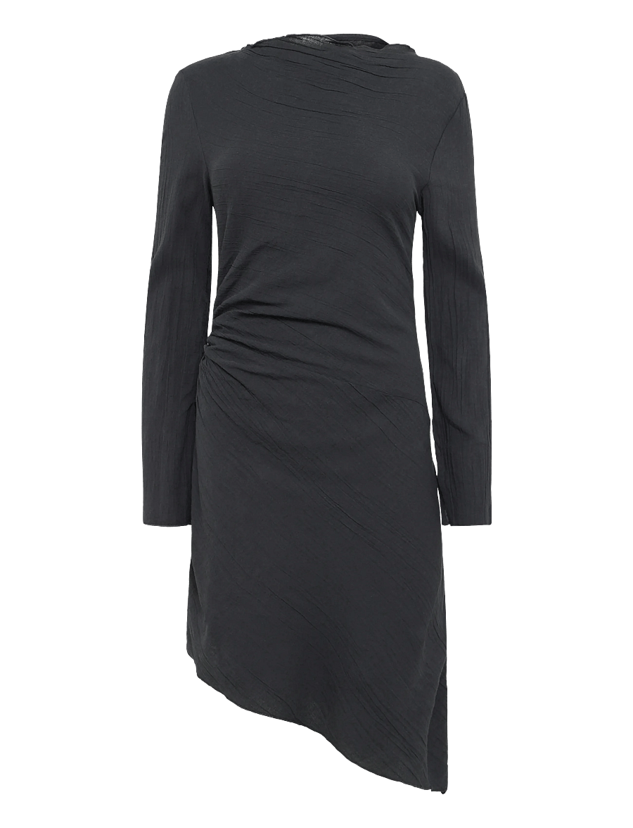 Weekday - Assymetric Long Sleeve Dress - kurze kleider - off black - 0