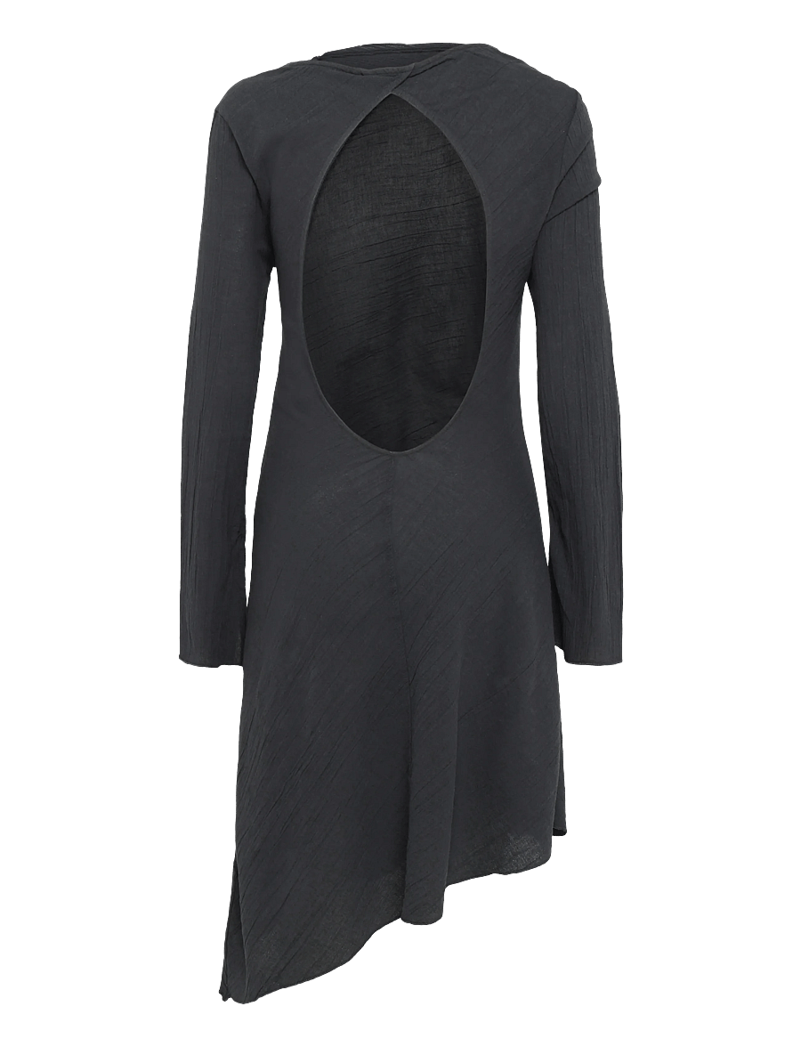 Weekday - Assymetric Long Sleeve Dress - kurze kleider - off black - 1