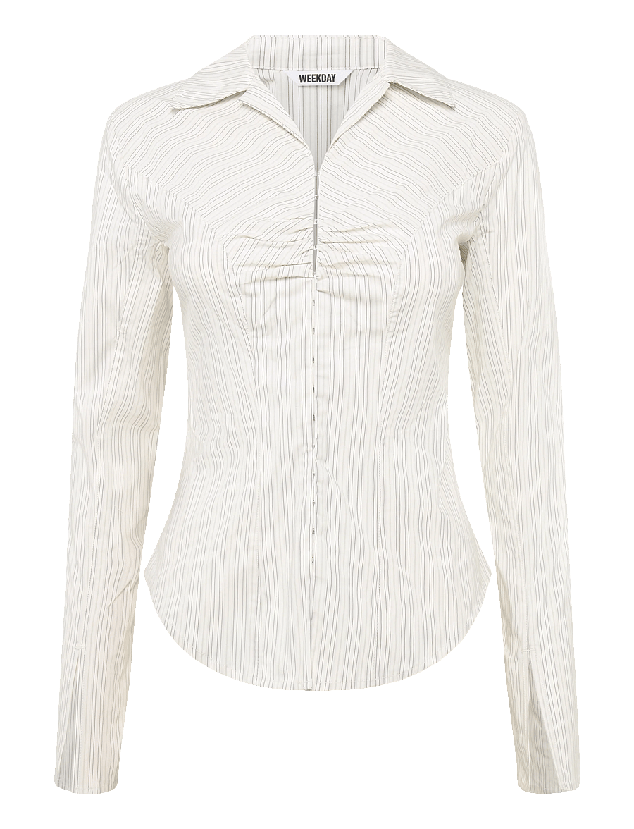 Weekday - Hook Shirt - langärmlige hemden - off white stripe - 0