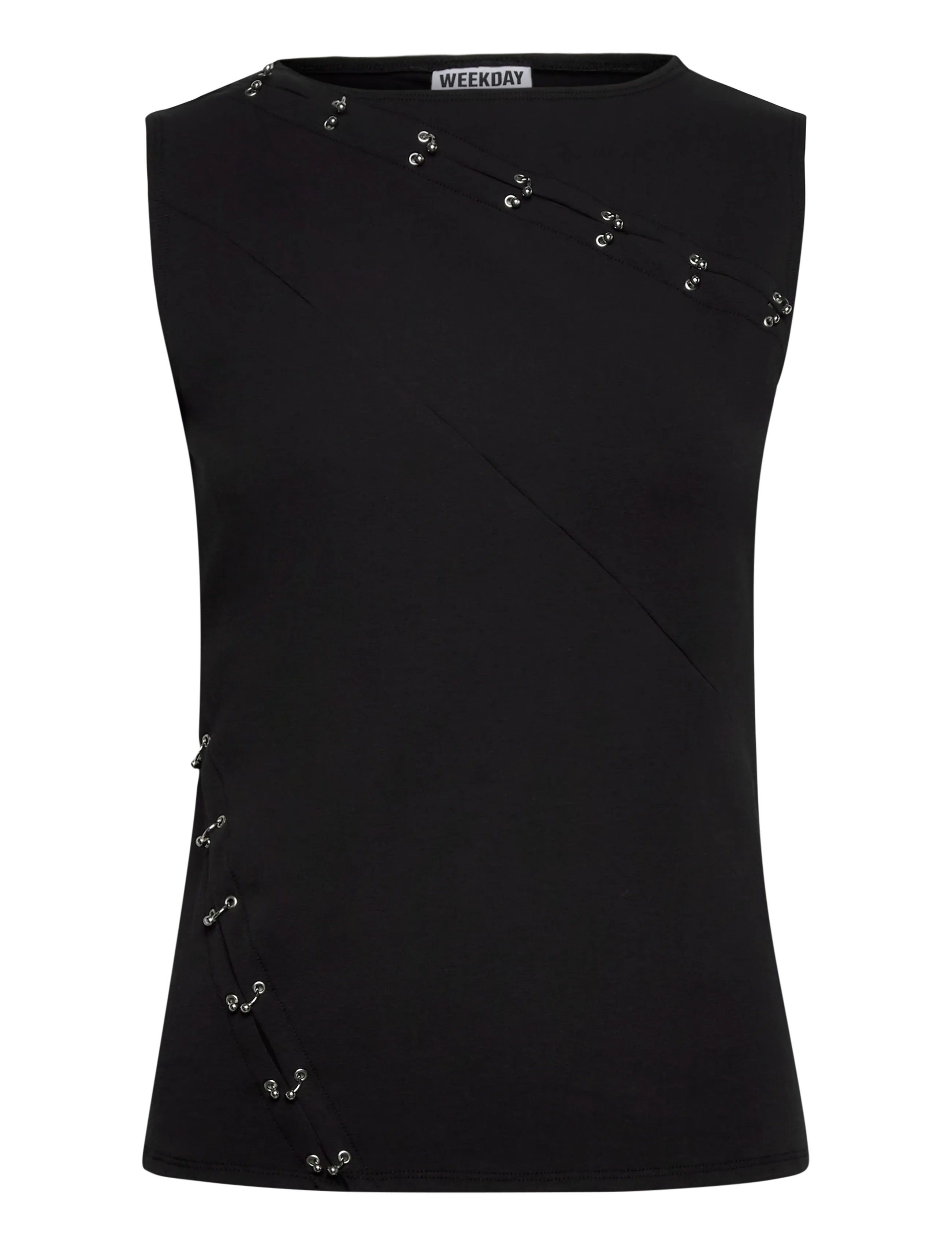 Weekday Slim Pierced Seam Sleeveless Top - Weekday - BLACK / black