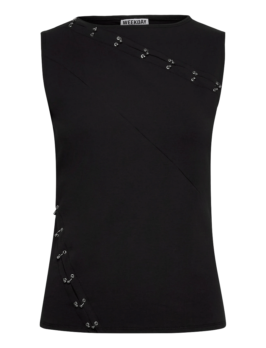 Weekday - Avril Piercing Top - sleeveless tops - black - 0
