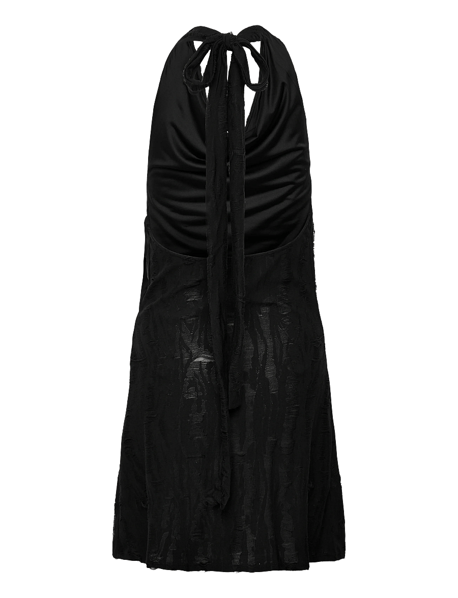 Weekday - Cowl-Neck Jacquard Halter Mini Dress - summer dresses - black - 1