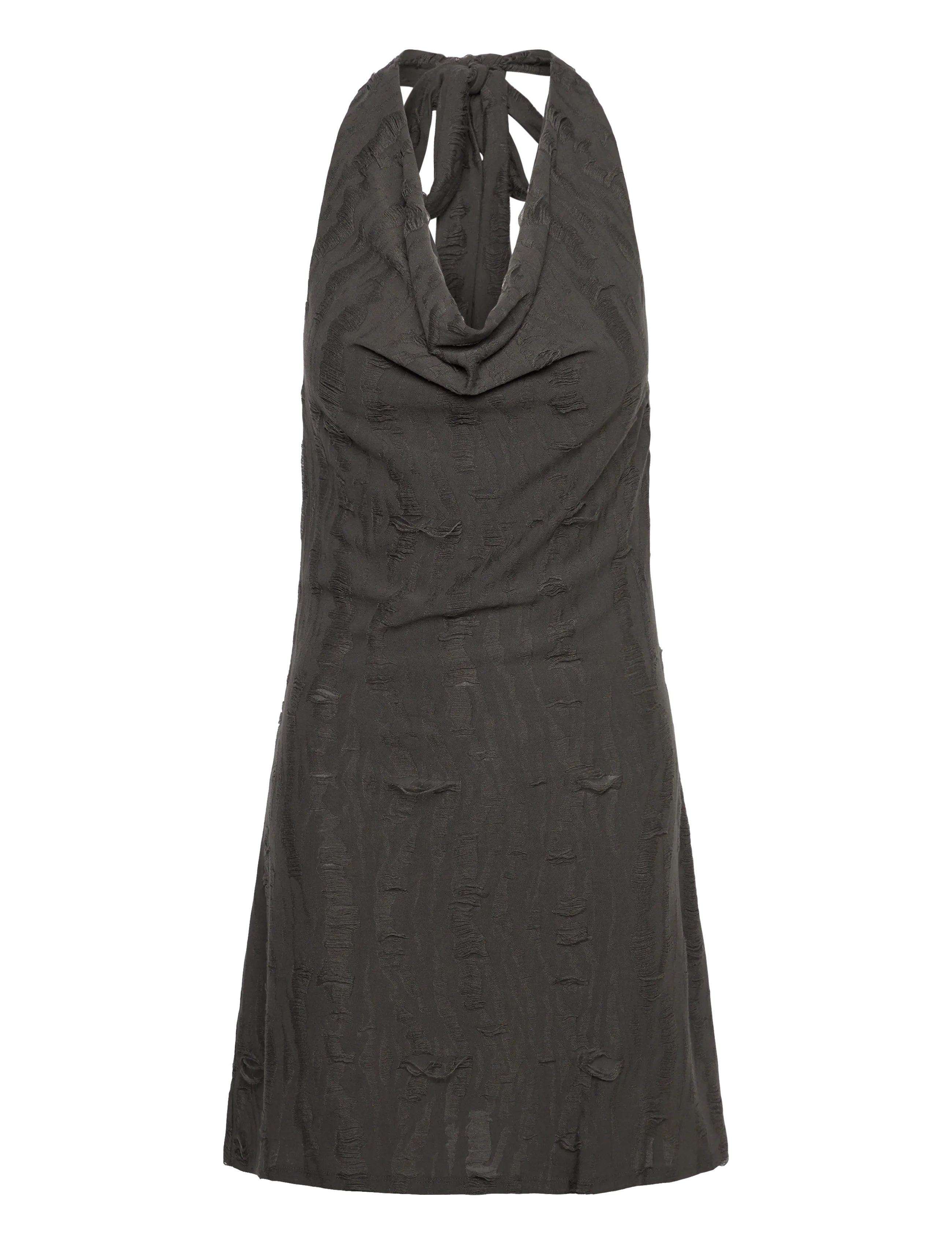 Weekday Cowl-Neck Jacquard Halter Mini Dress, M, Dresses, Grau - Short Frauen