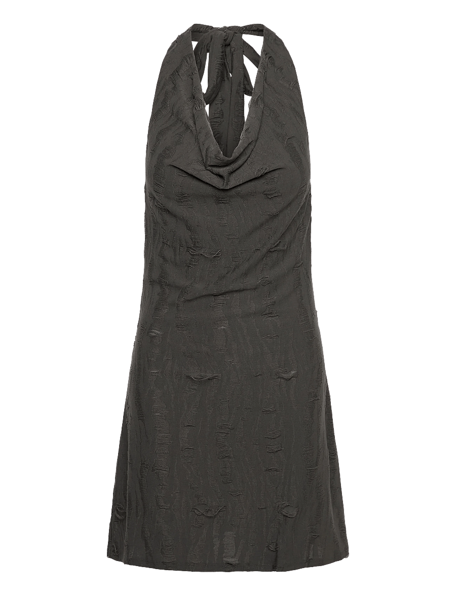 Weekday - Cowl-Neck Jacquard Halter Mini Dress - sommerkleider - grey dark - 0