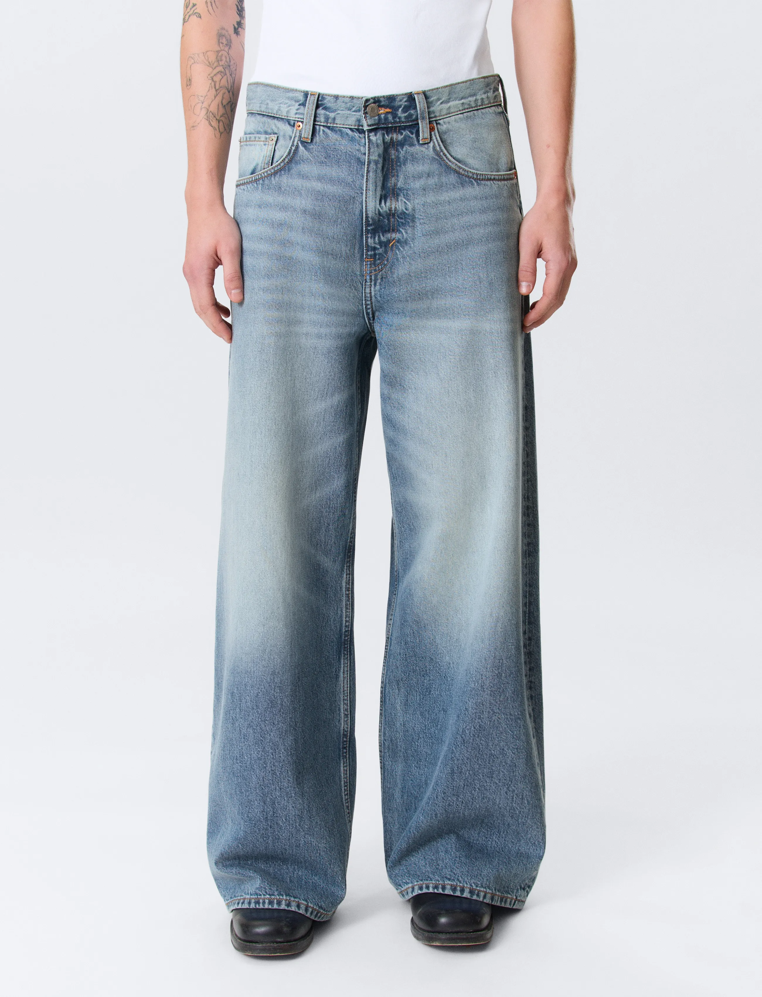 Weekday - Solar Loose Wide Leg Unisex Jeans - loose jeans - blue horses - 3