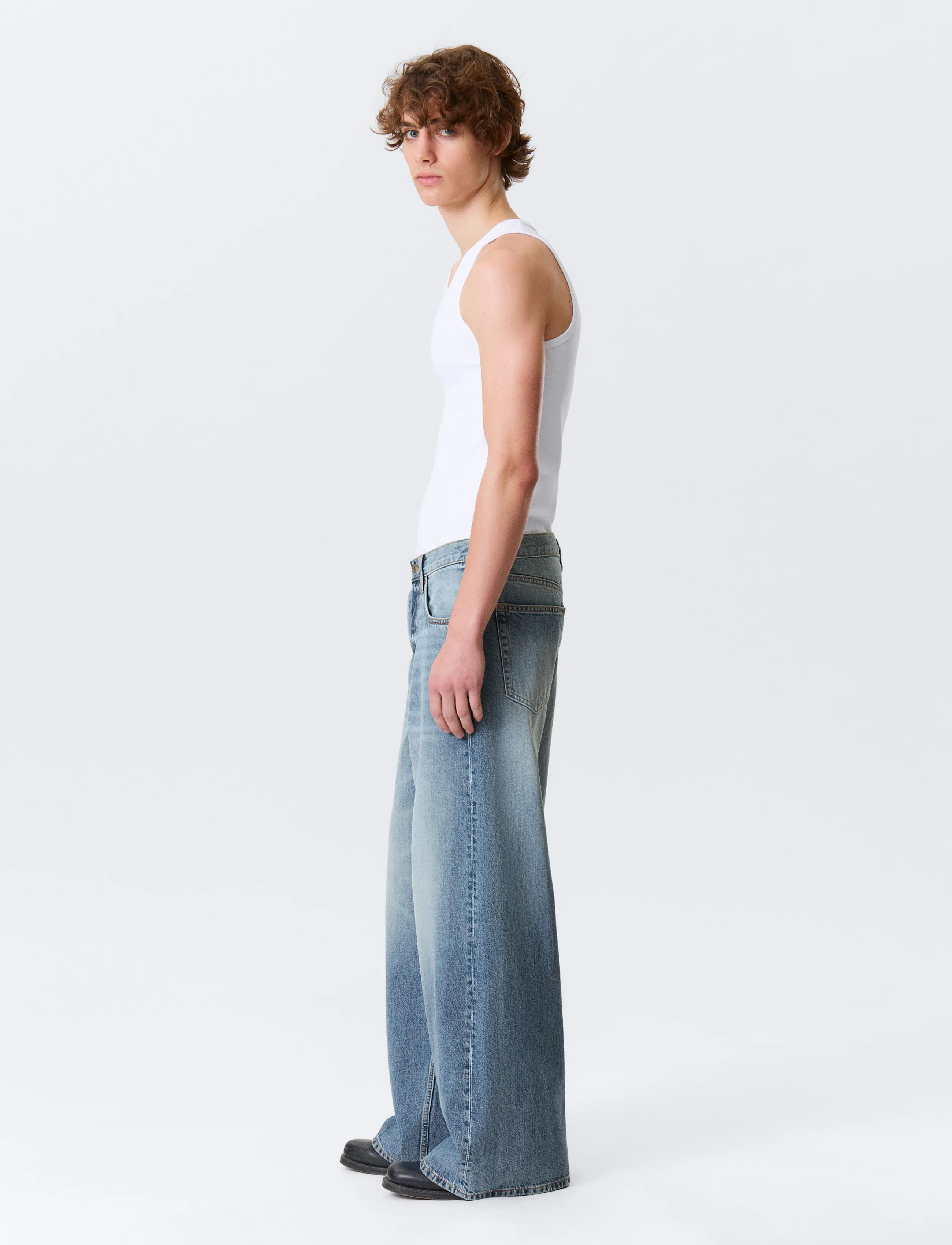 Weekday - Solar Loose Wide Leg Unisex Jeans - loose jeans - blue horses - 4