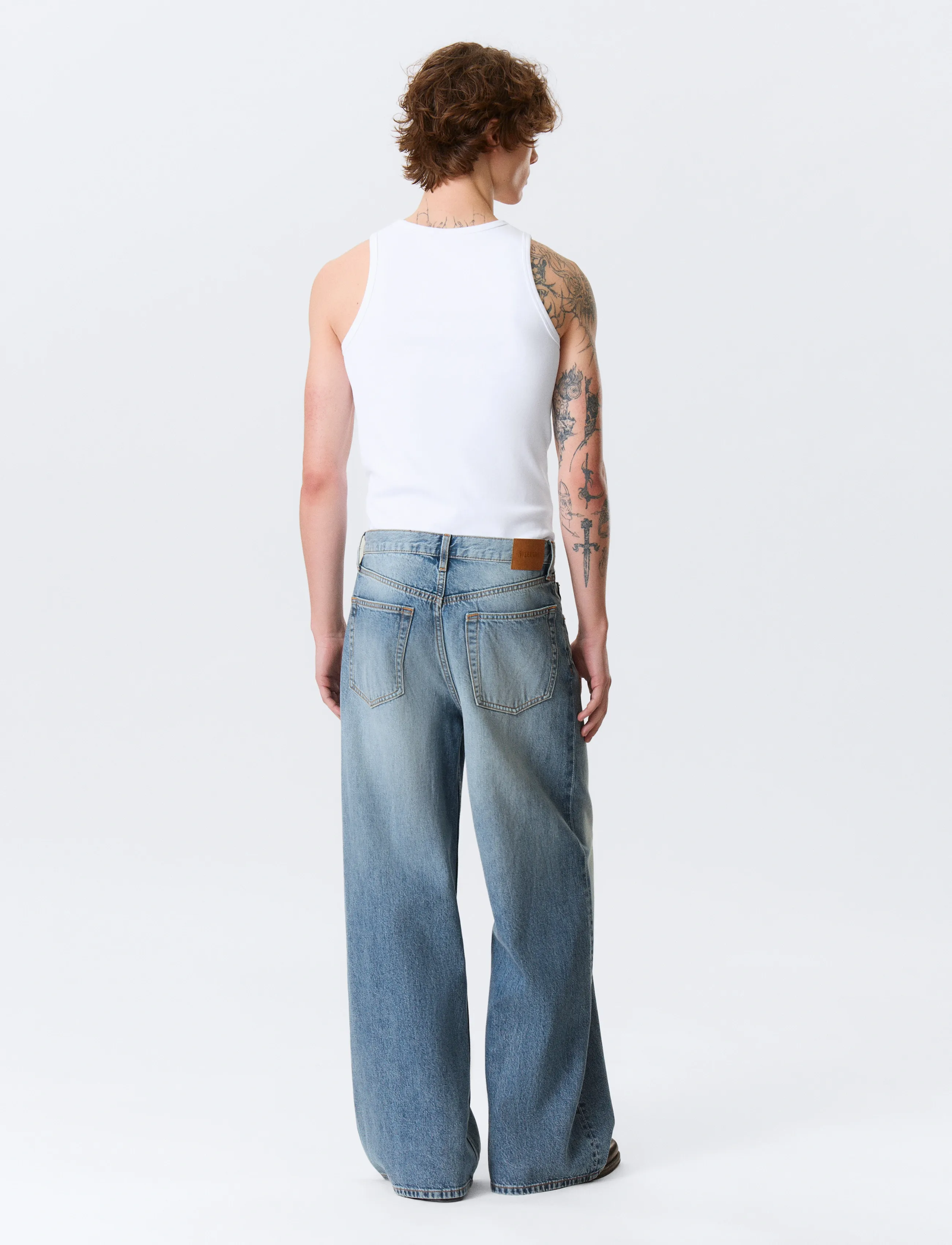 Weekday - Solar Loose Wide Leg Unisex Jeans - loose jeans - blue horses - 5
