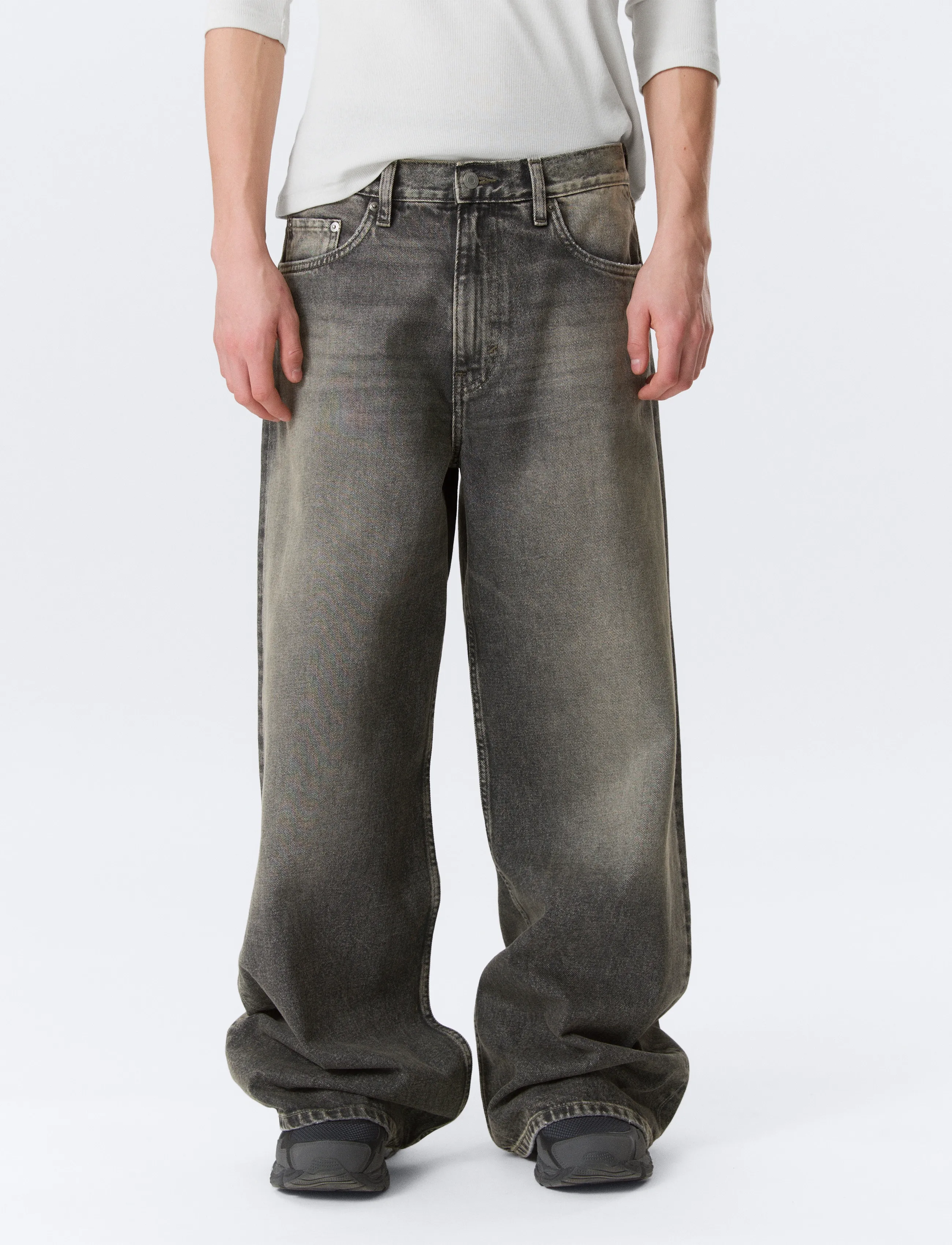 Weekday - Solar Loose Wide Leg Unisex Jeans - loose jeans - redondo black - 3