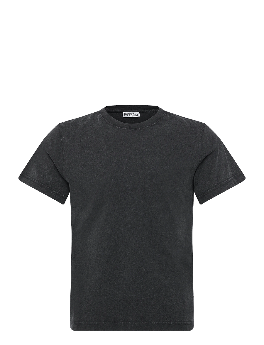 Weekday - Shrunken Double Layered T-shirt - kurzärmelige t-shirts - black - 0