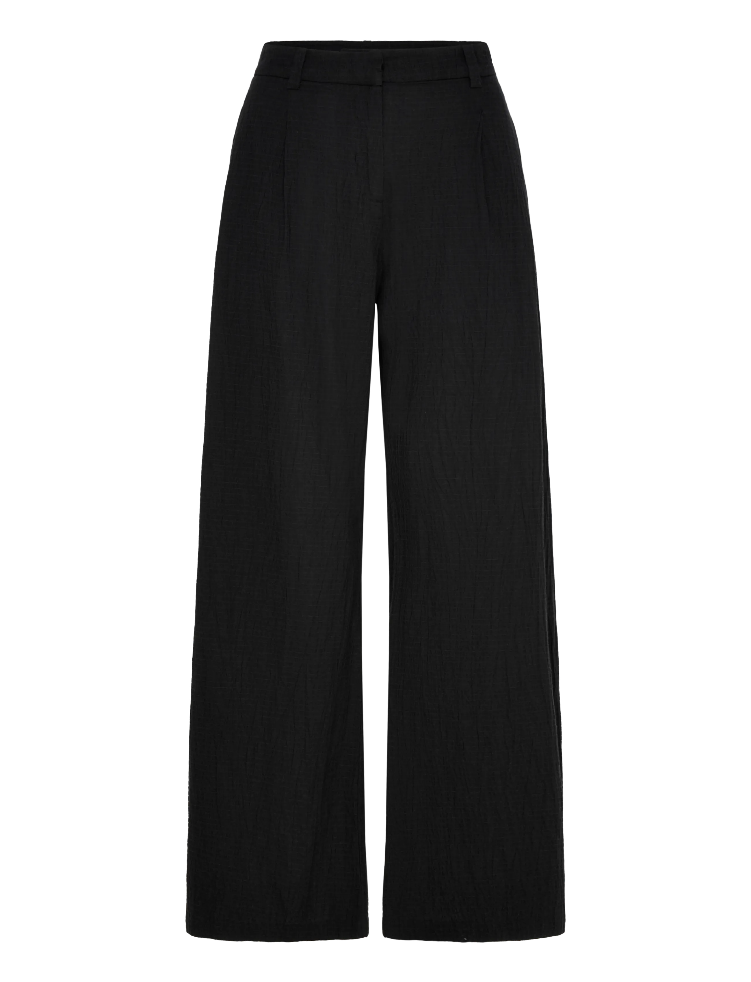 Weekday Crinkled Cotton Trousers - Transitional Layering - BLACK / black