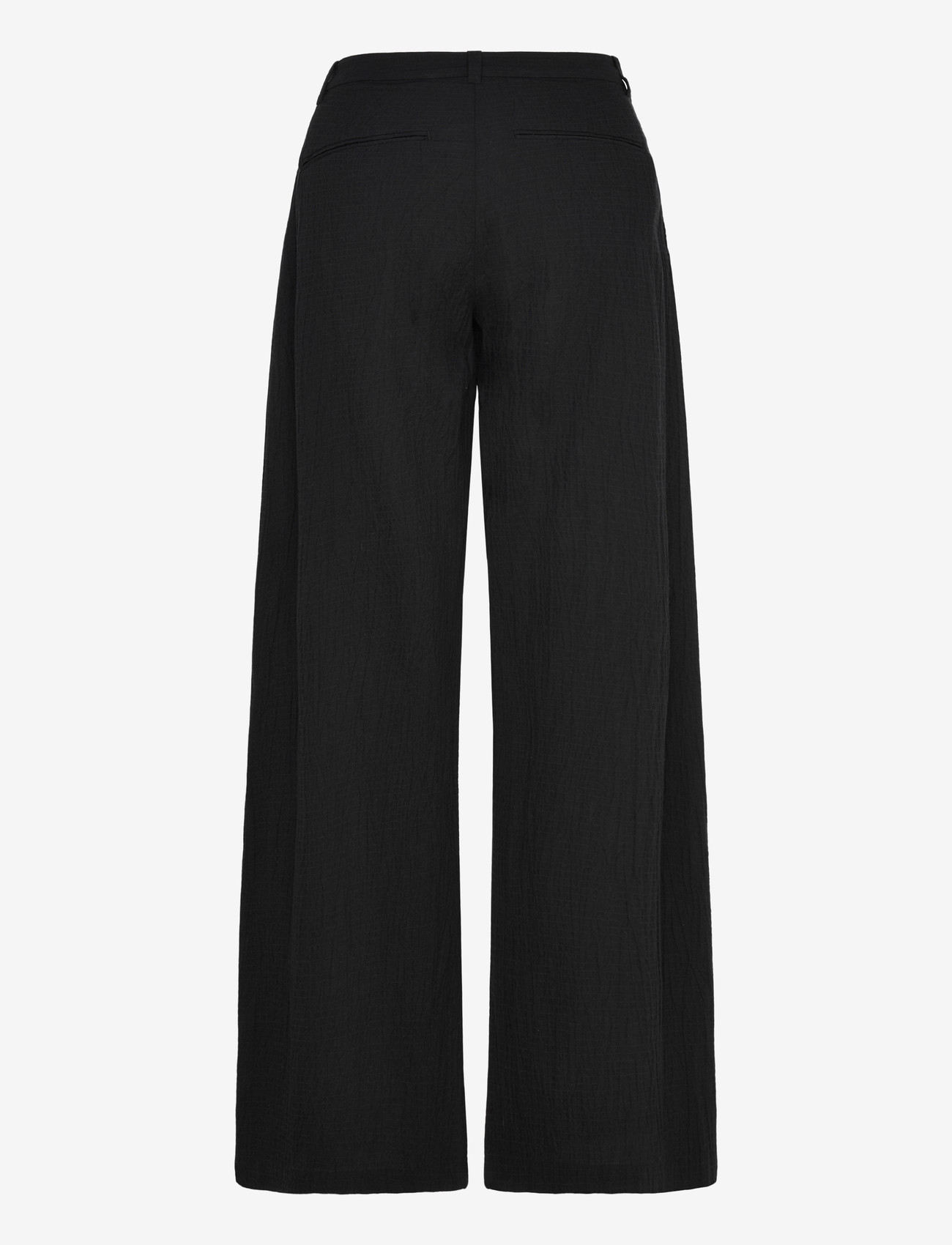 Weekday - Crinkled Cotton Trousers - bukser med brede ben - black - 1