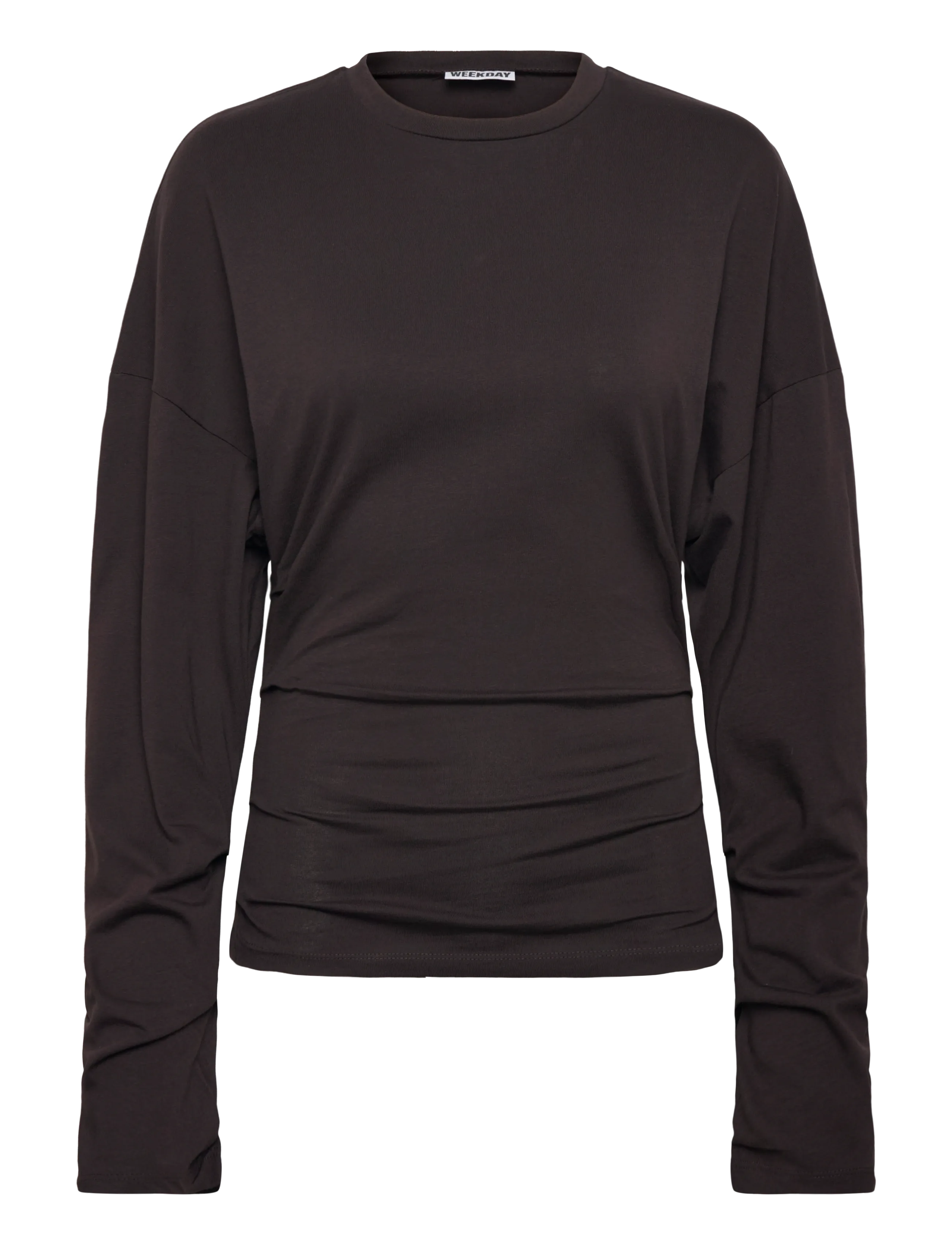 Weekday Pleated Long-Sleeved Top, M, Brown, T-Shirts & Toppe > Langærmede, Dame