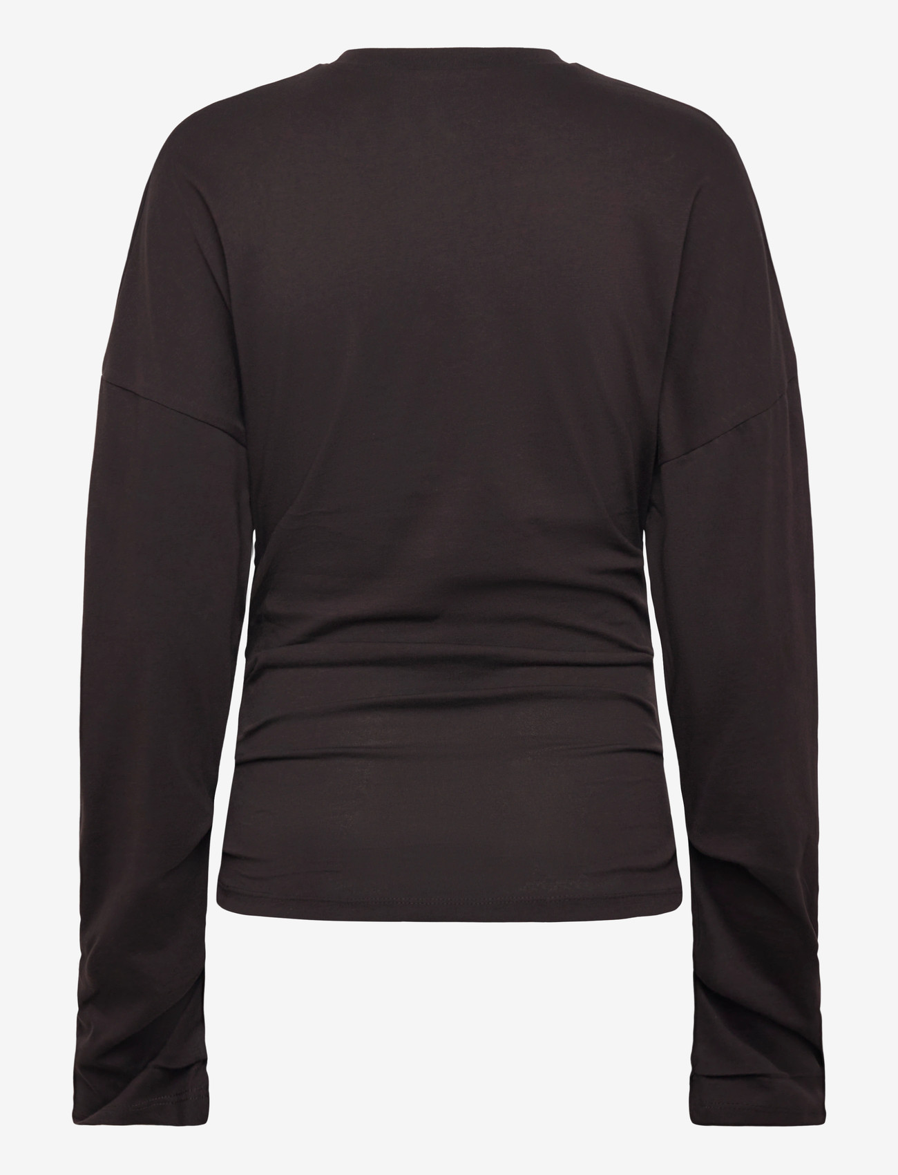 Weekday - Pleated Long-Sleeved Top - long-sleeved tops - dark brown - 1