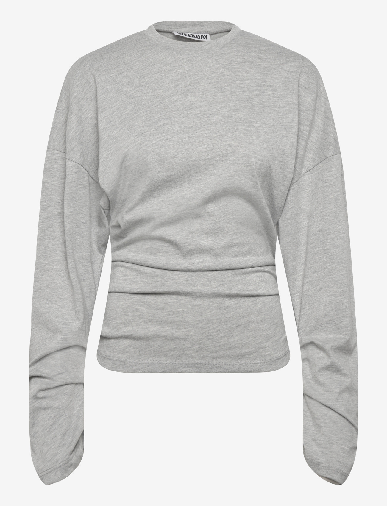 Weekday - Pleated Long-Sleeved Top - pikkade varrukatega alussärgid - grey melange - 0