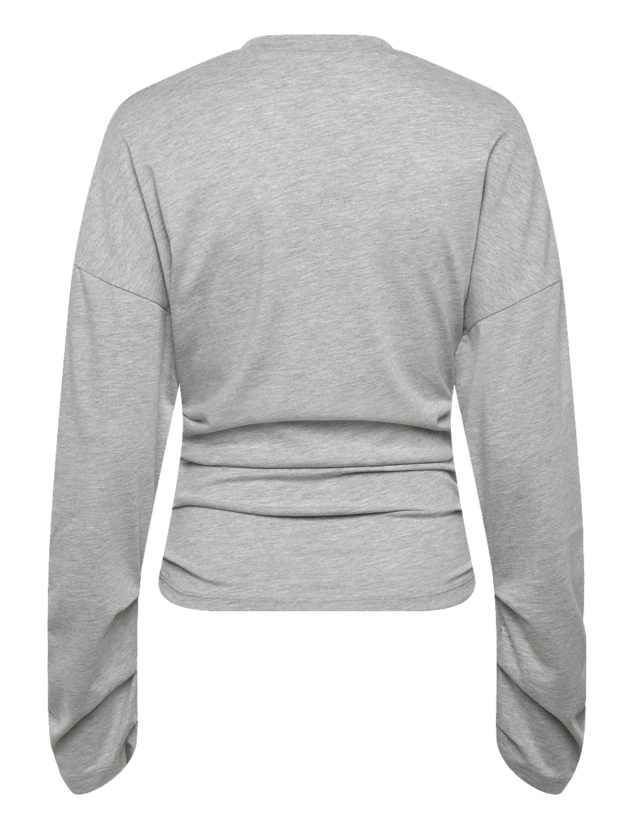 Weekday - Pleated Long-Sleeved Top - långärmade toppar - grey melange - 1