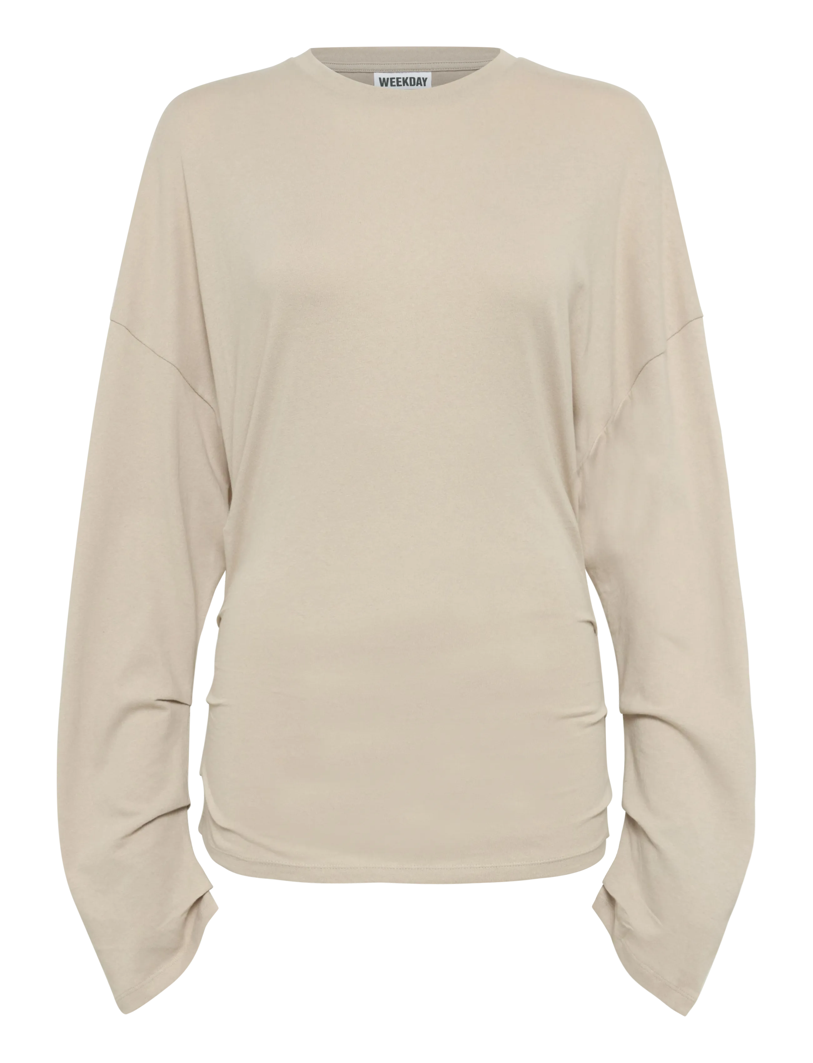 Weekday Pleated Long-Sleeved Top - Tøj - MOLE / beige