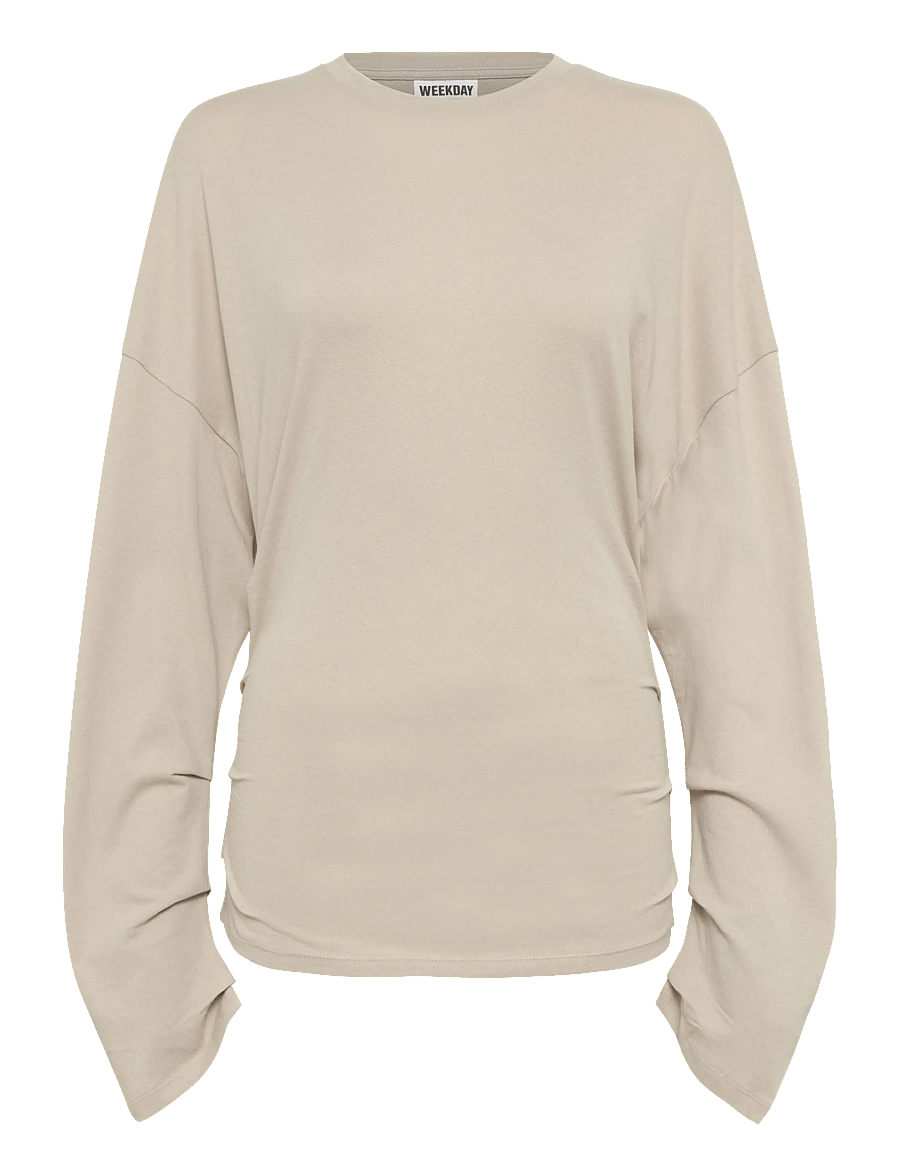 Weekday - Pleated Long-Sleeved Top - pikkade varrukatega topid - mole - 0