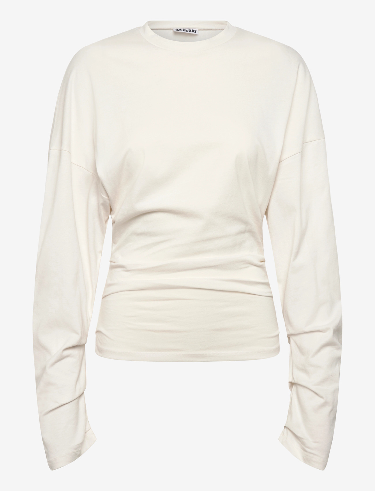 Weekday - Pleated Long-Sleeved Top - long-sleeved tops - off white - 0