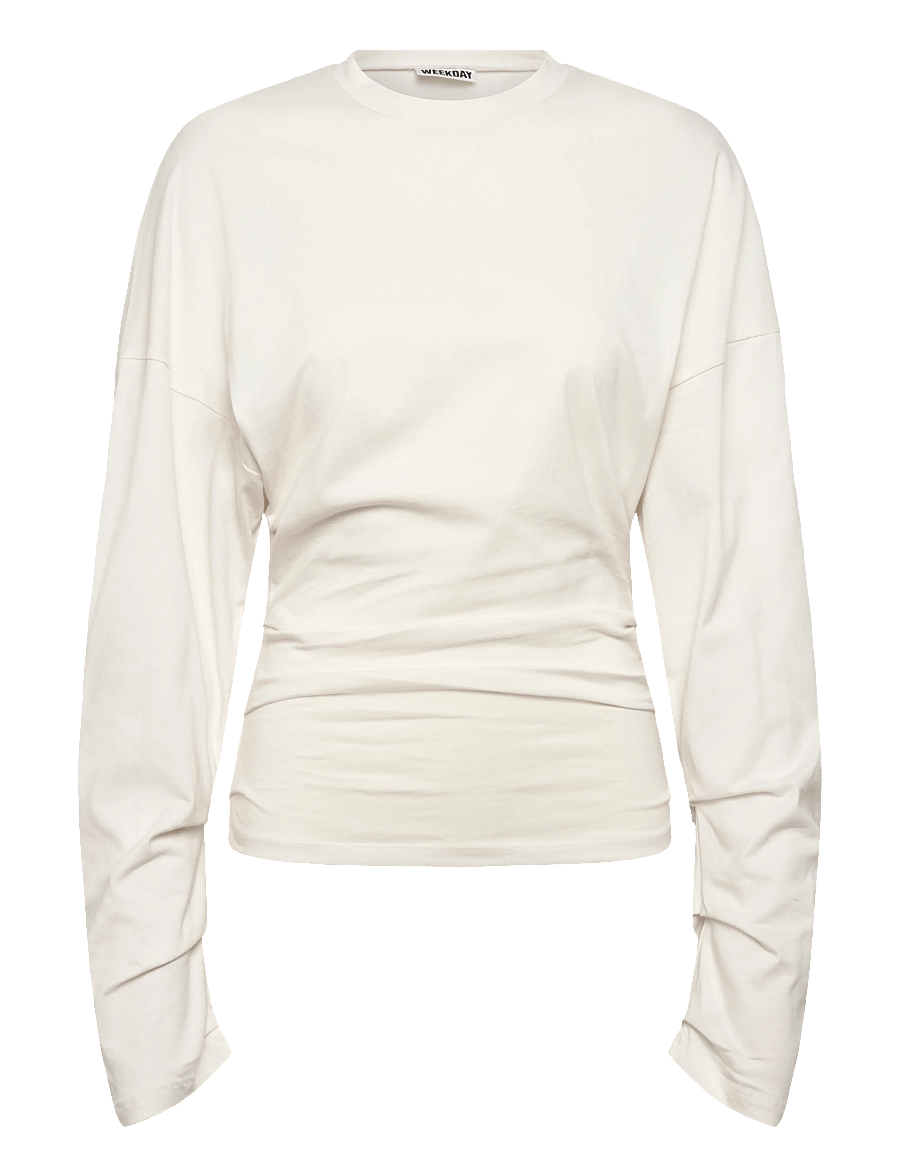 Weekday - Pleated Long-Sleeved Top - pikkade varrukatega topid - off white - 0